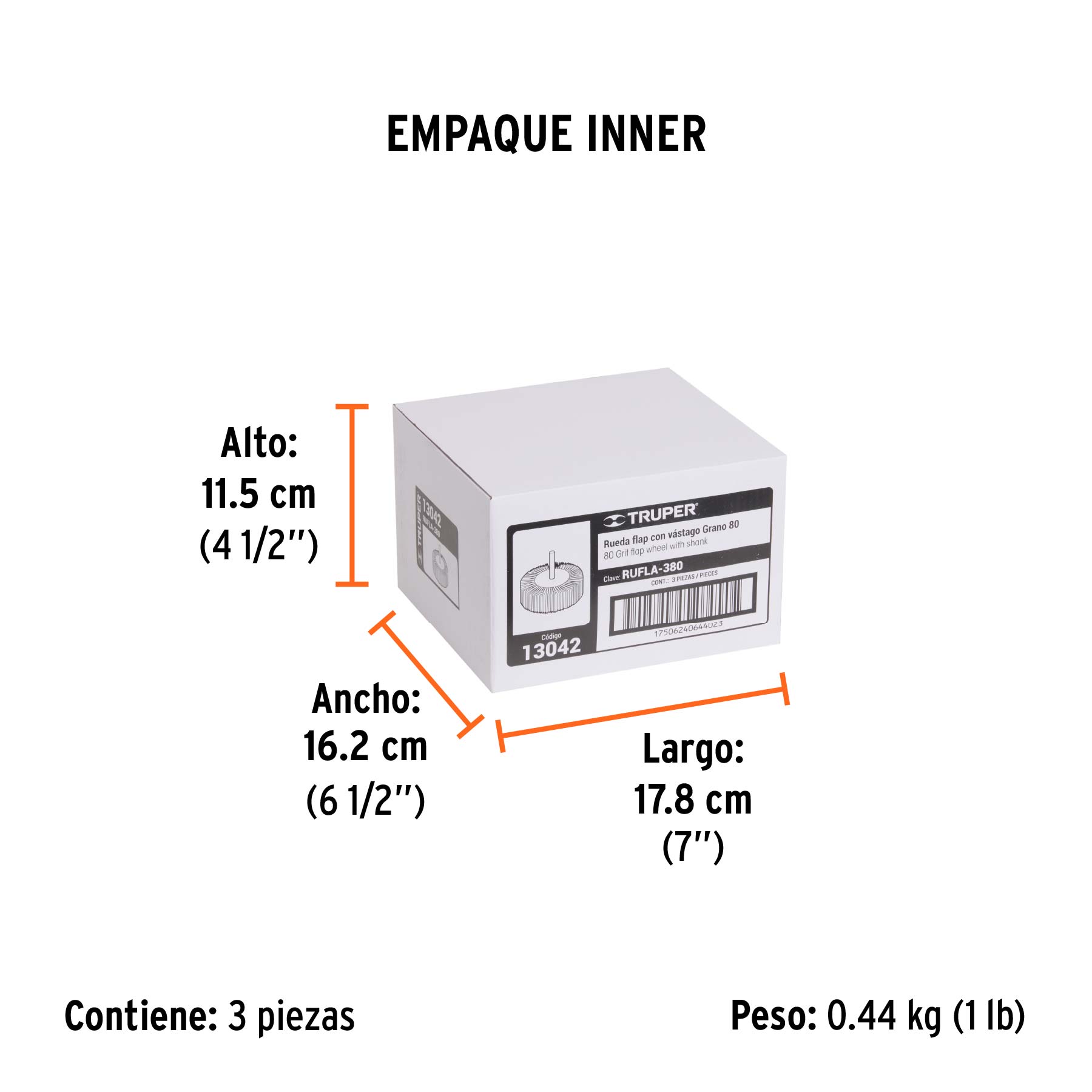 Rueda flap de 3", grano 80, TRUPER TRUPER
