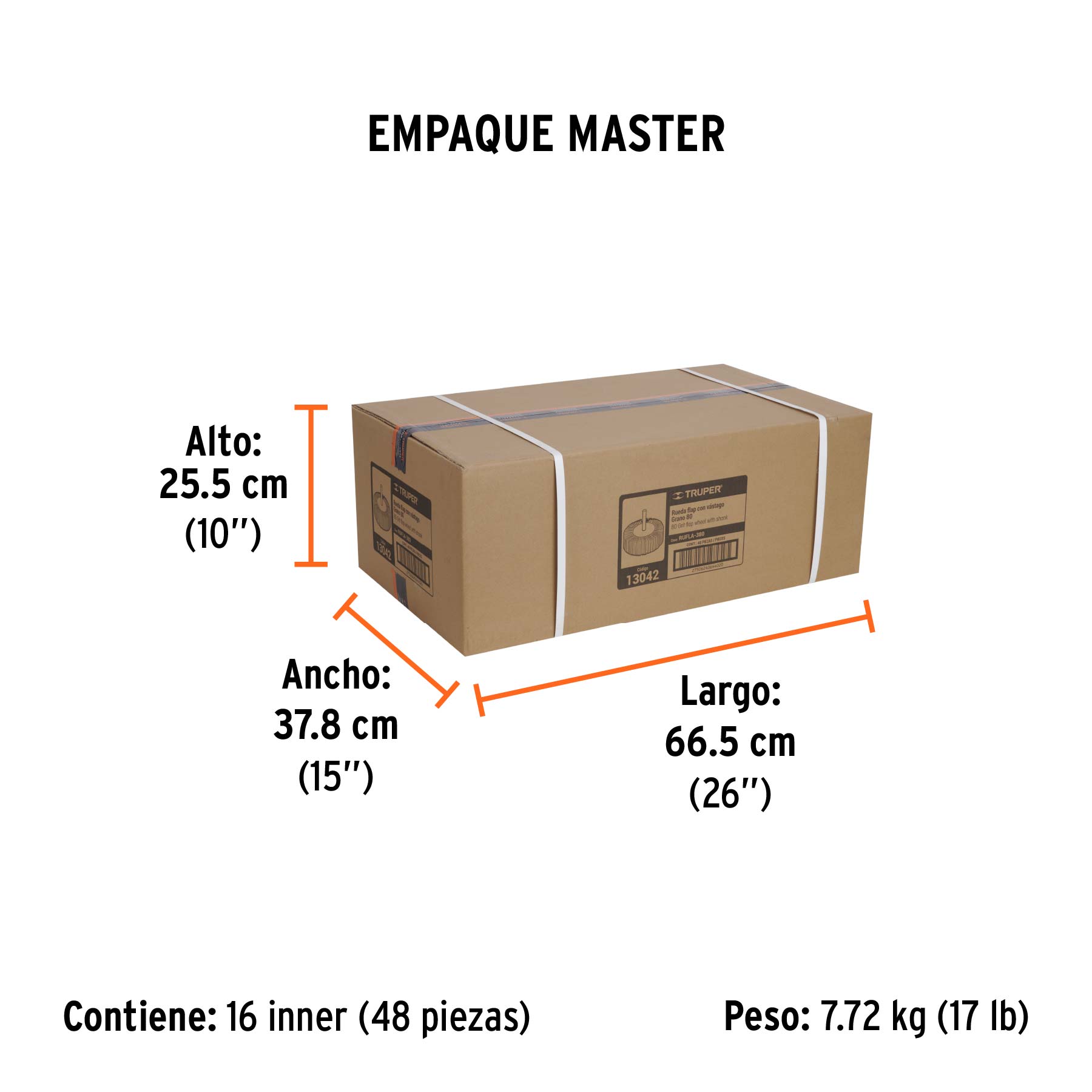 Rueda flap de 3", grano 80, TRUPER TRUPER