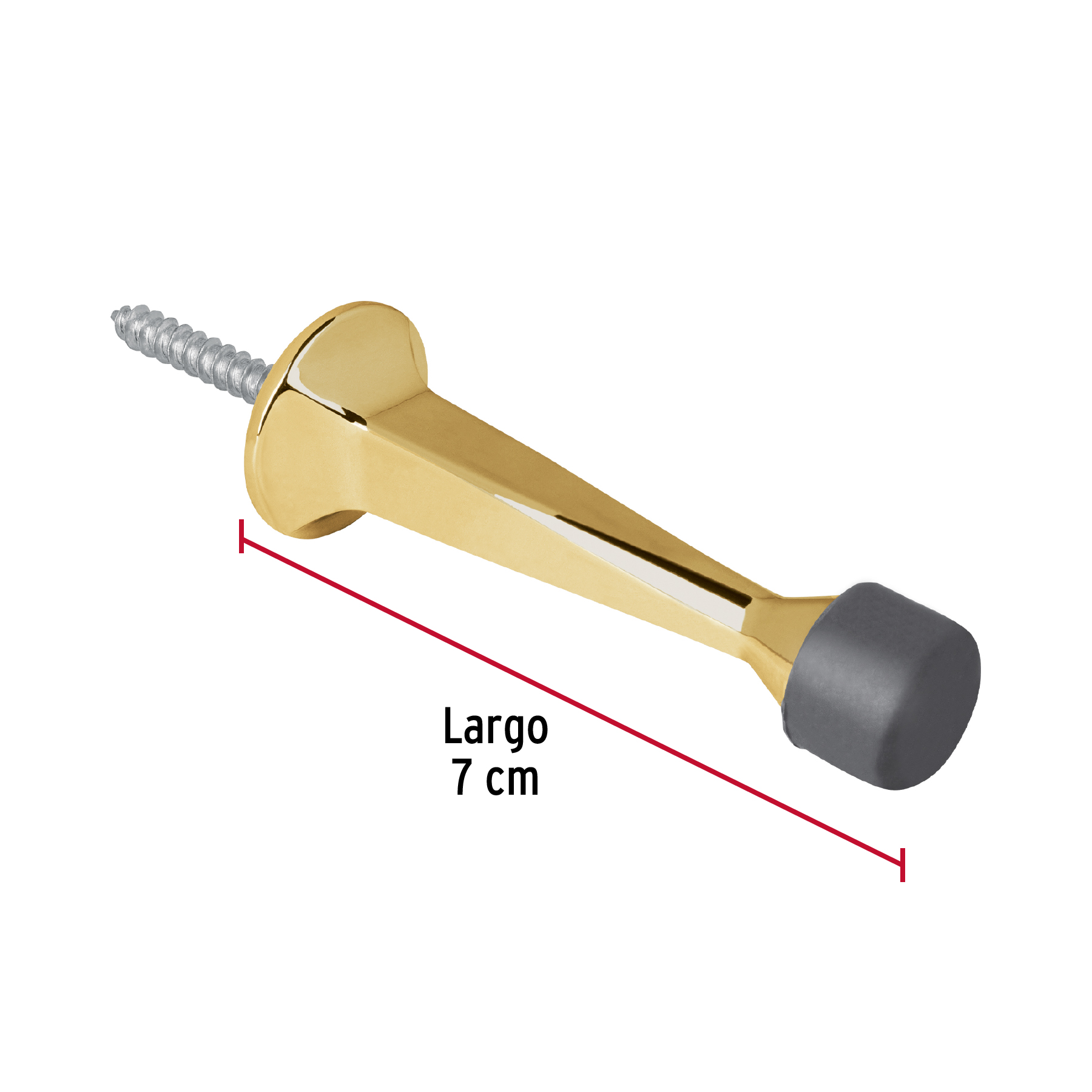 Tope recto para puerta, acabado latón brillante, HERMEX TRUPER