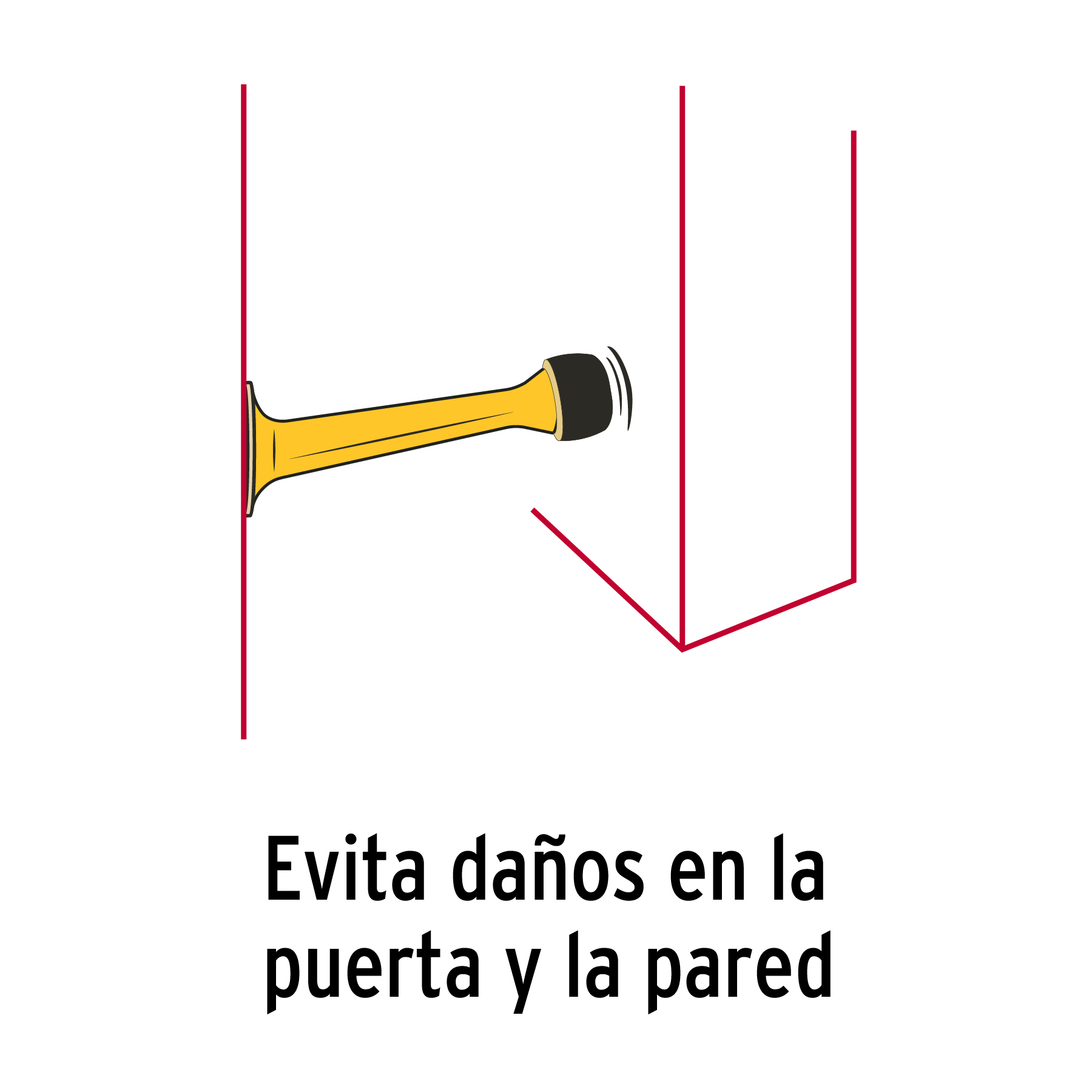 Tope recto para puerta, acabado latón brillante, HERMEX TRUPER