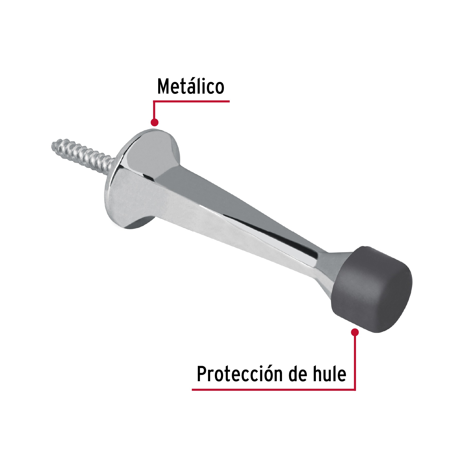 Tope recto para puerta, acabado cromo, HERMEX TRUPER