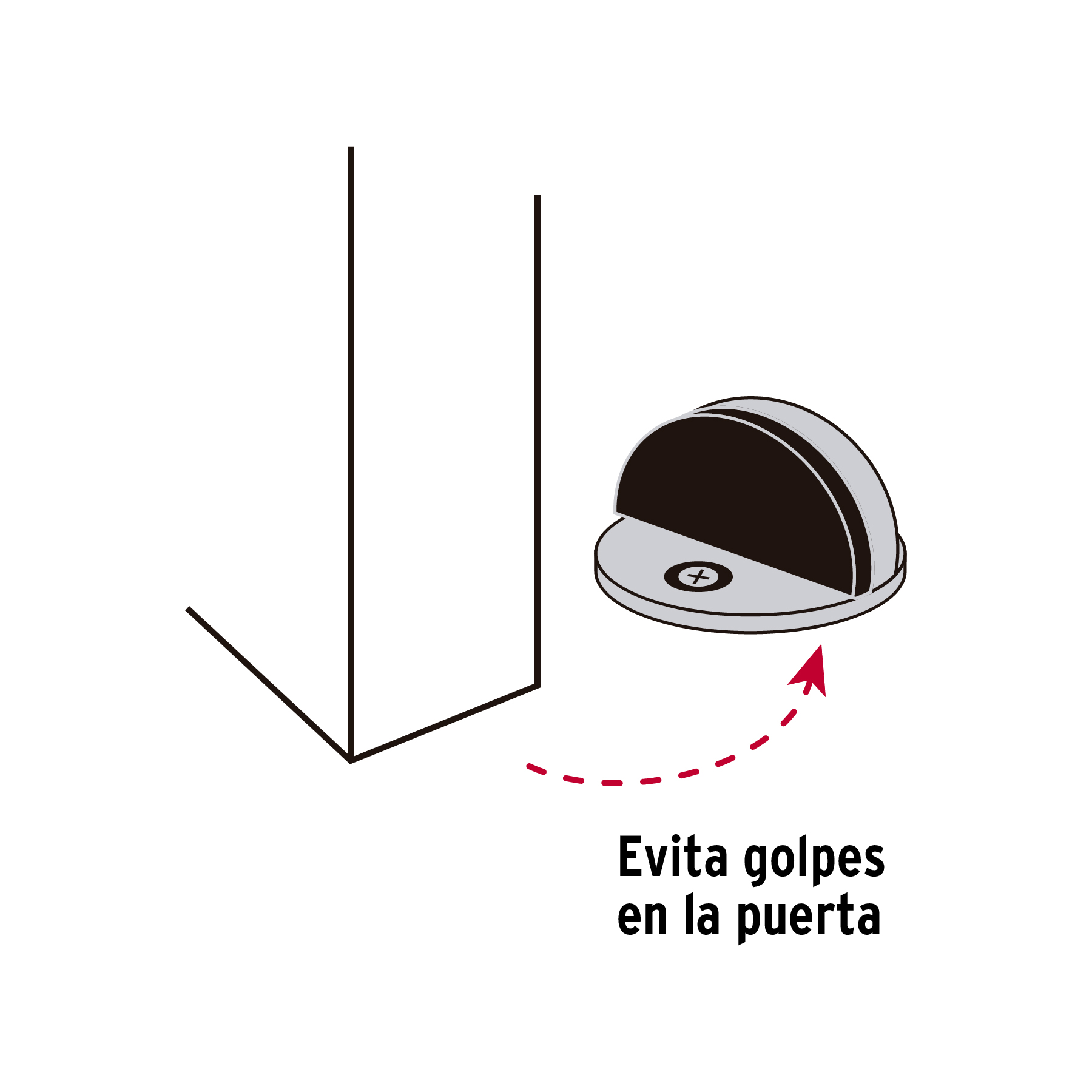 Tope tipo media luna para puerta, latón brillante, HERMEX TRUPER