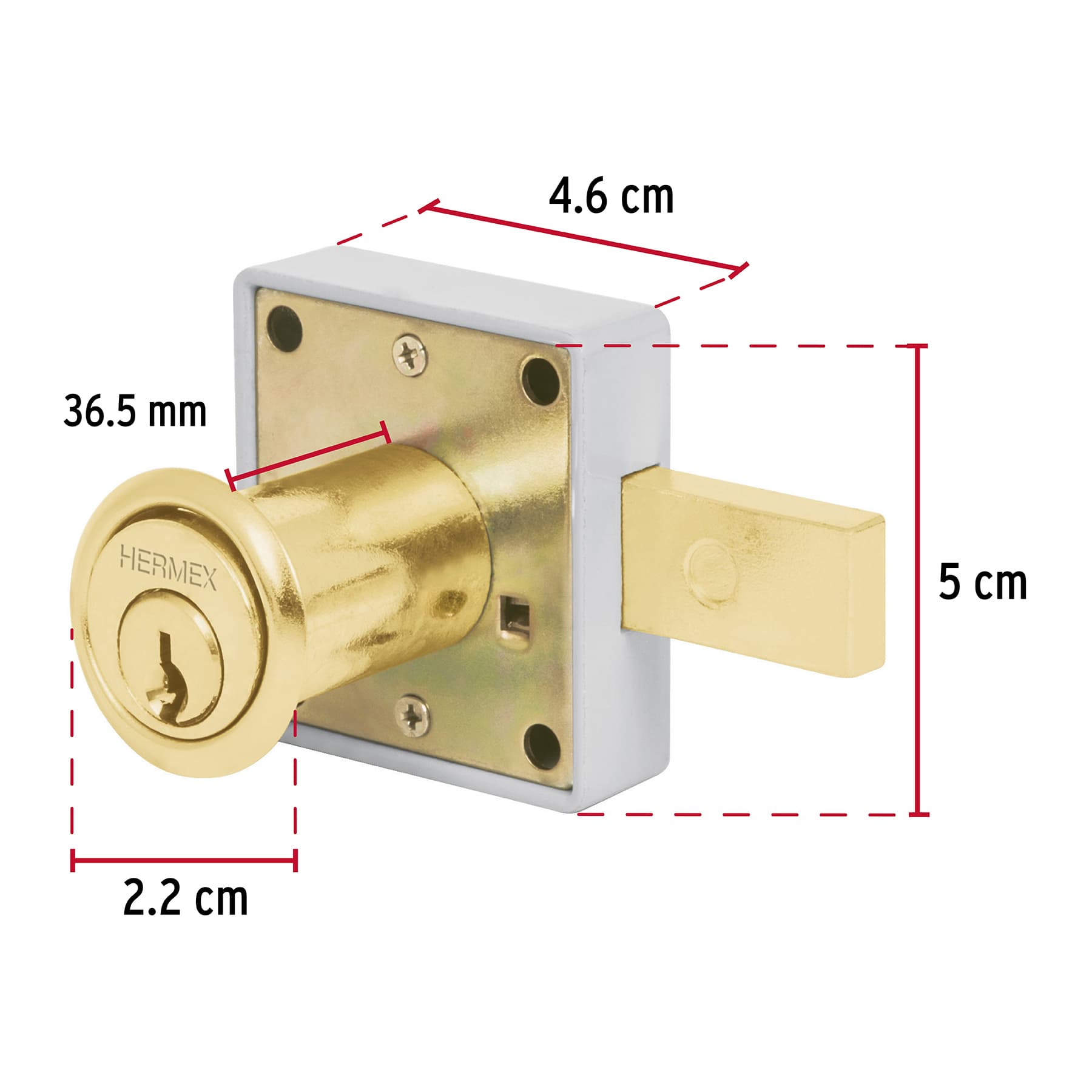 Cerradura para mueble, modelo 25, latón, HERMEX TRUPER
