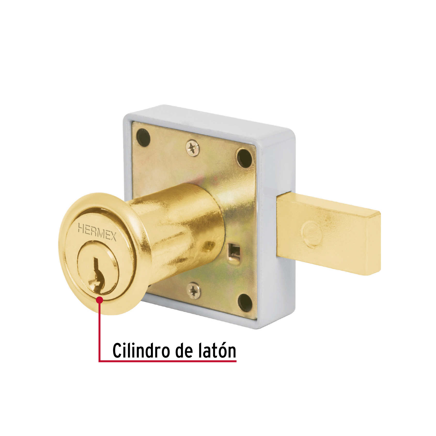 Cerradura para mueble, modelo 25, latón, HERMEX TRUPER