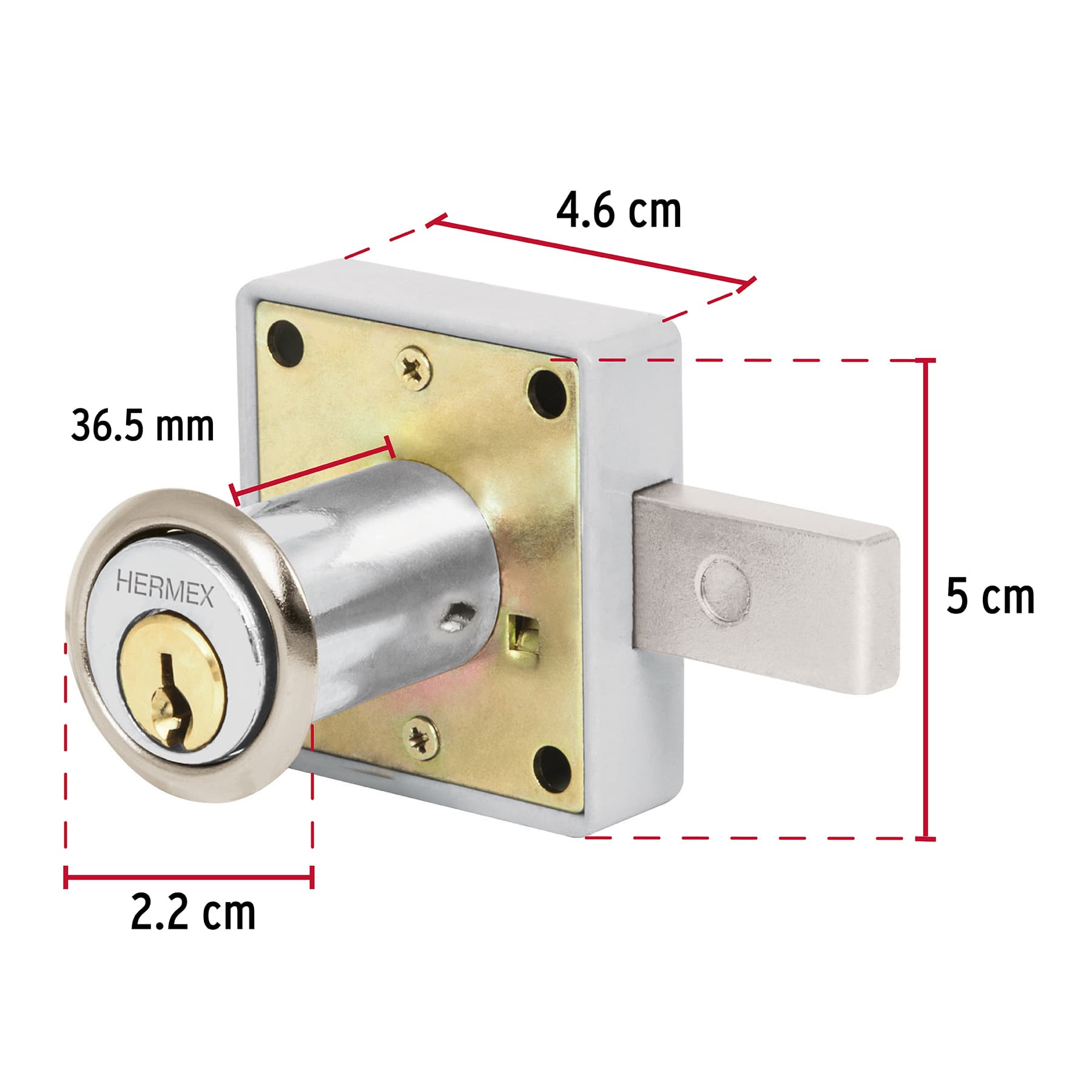 Cerradura para mueble, modelo 25, cromo, HERMEX TRUPER