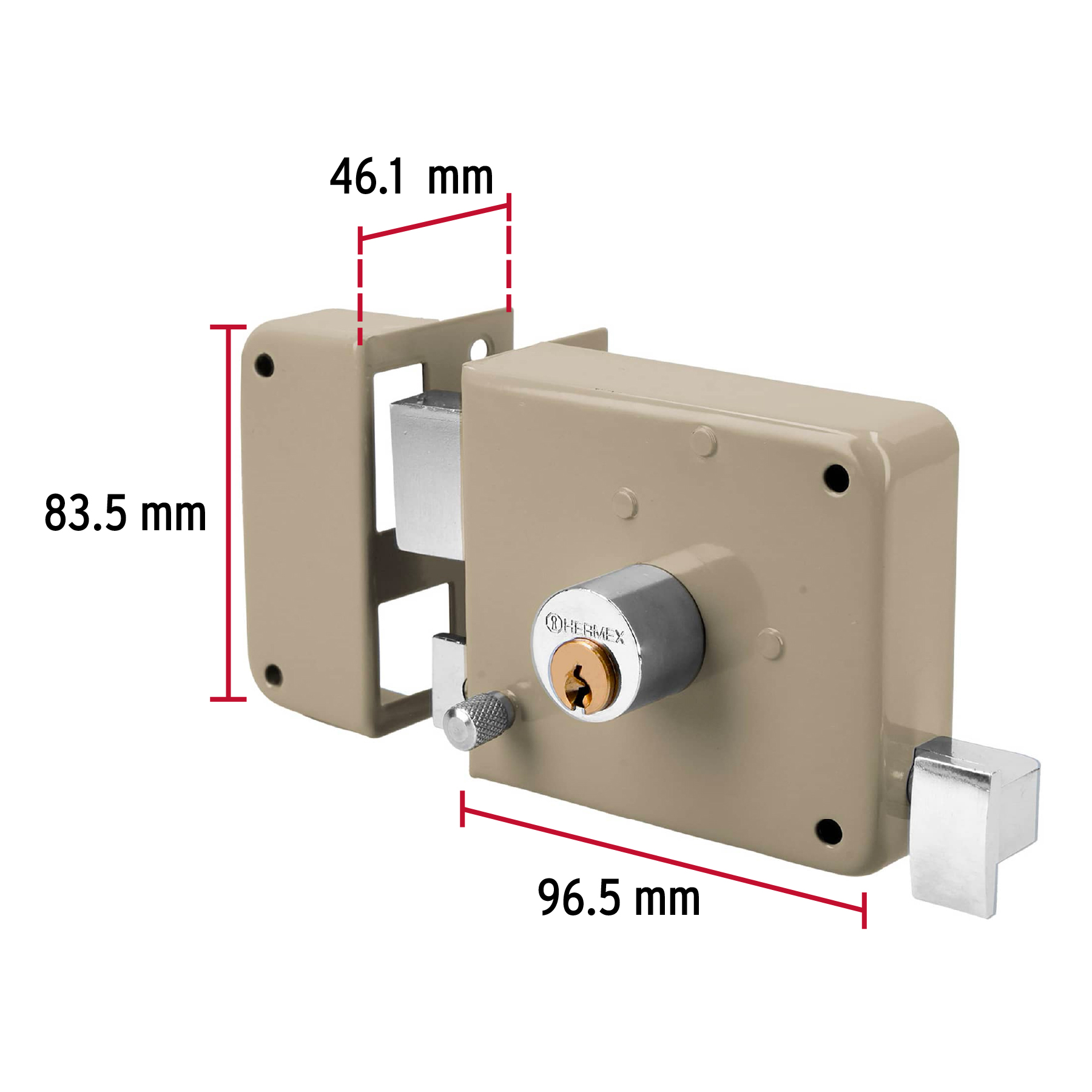 Cerradura sobreponer, izquierda, clásica, HERMEX TRUPER