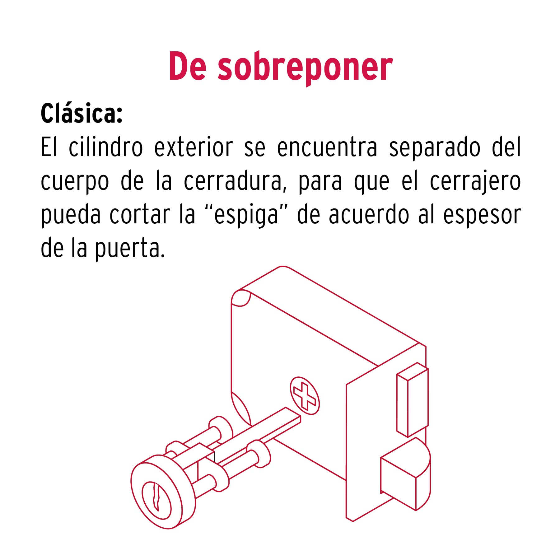 Cerradura sobreponer, derecha, clásica, HERMEX TRUPER