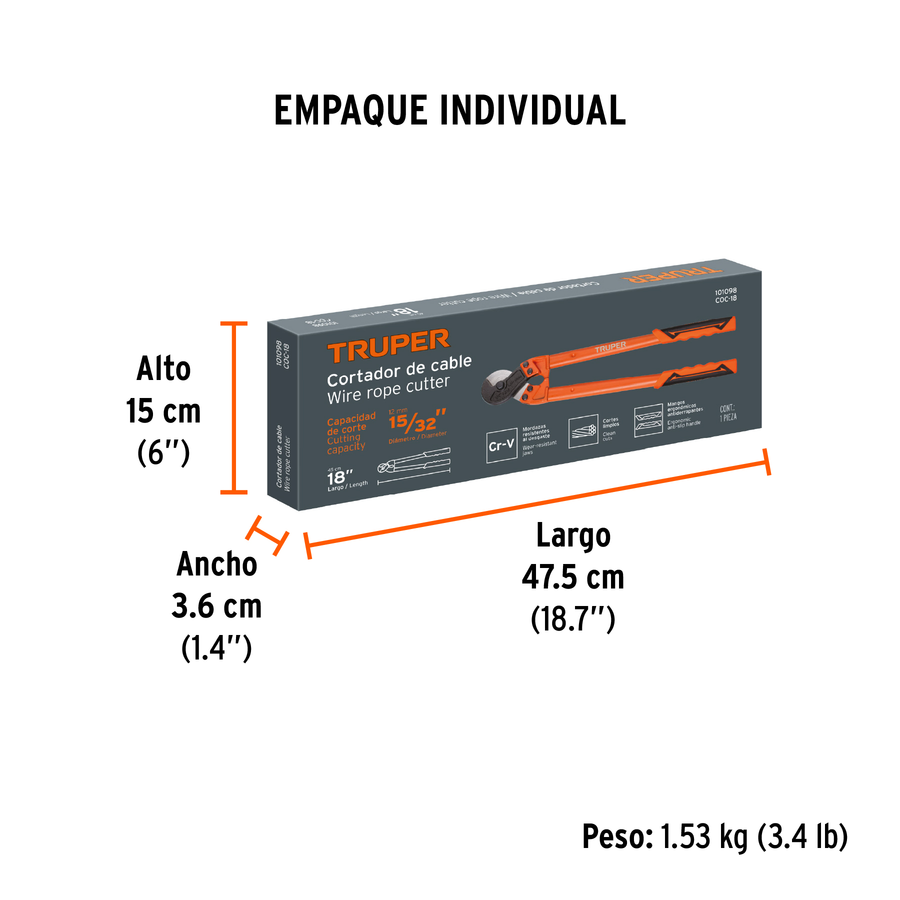 Cortador de 18" de cable y alambre, TRUPER TRUPER