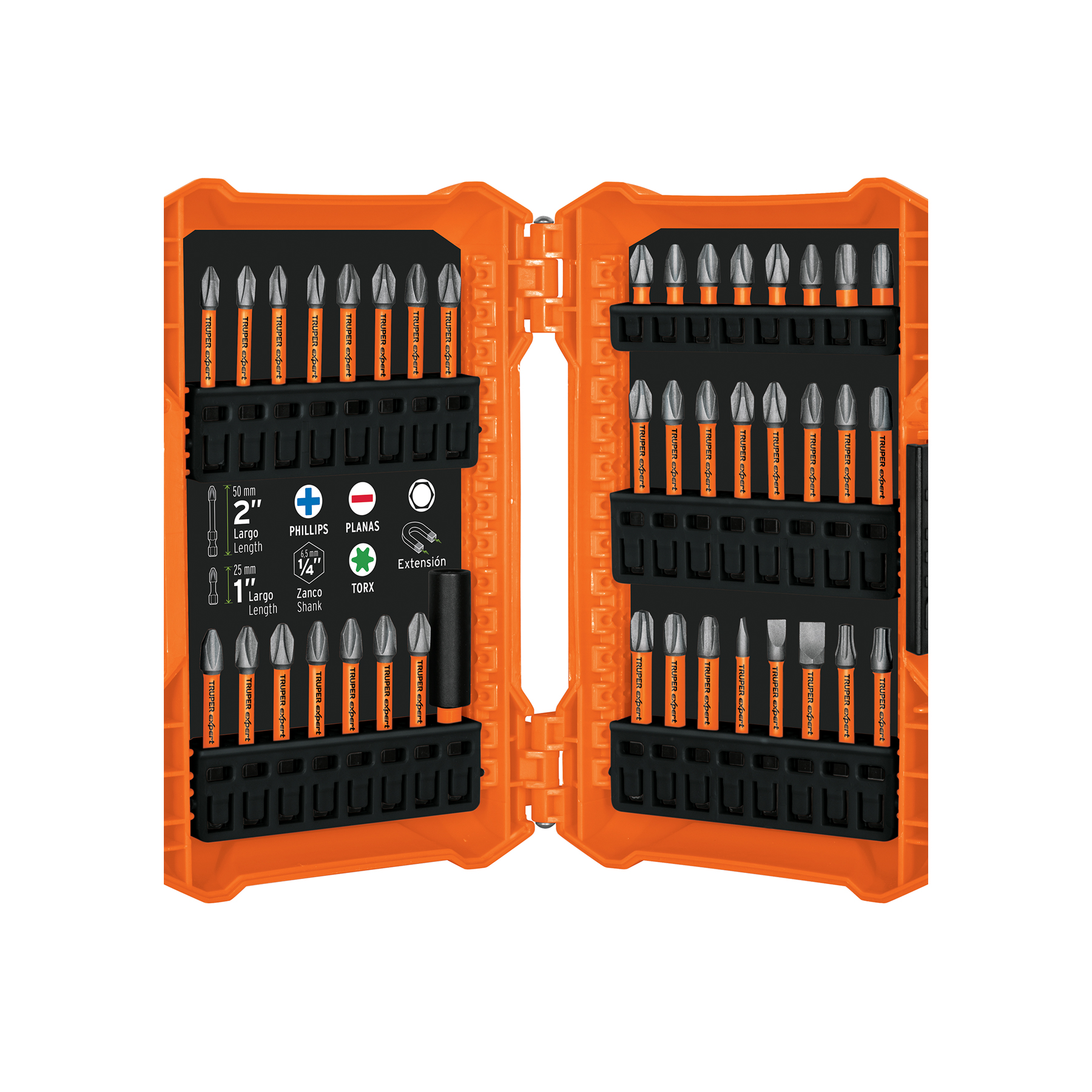 Juego de 40 puntas de impacto mixtas largos 1" y 2", EXPERT TRUPER