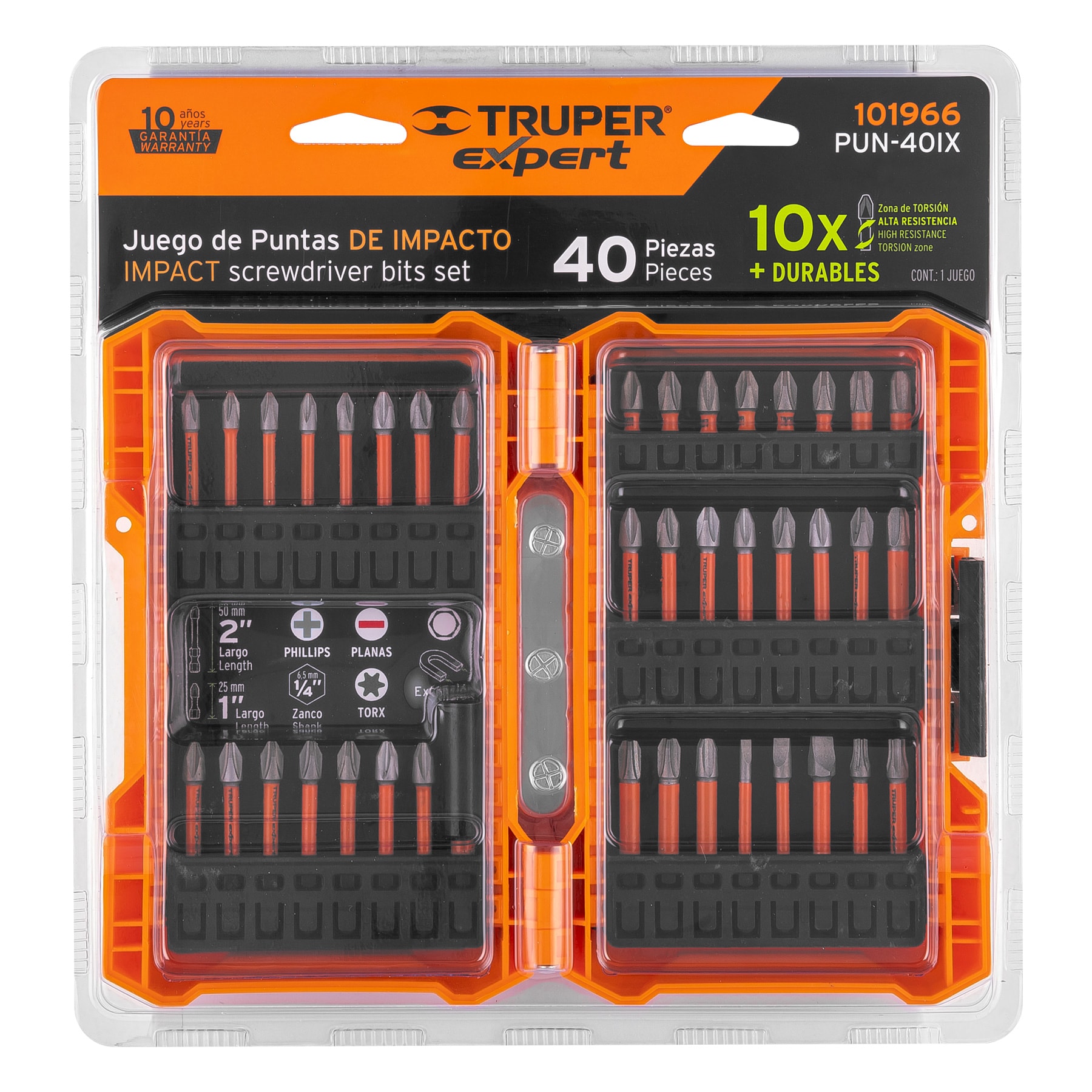 Juego de 40 puntas de impacto mixtas largos 1" y 2", EXPERT TRUPER