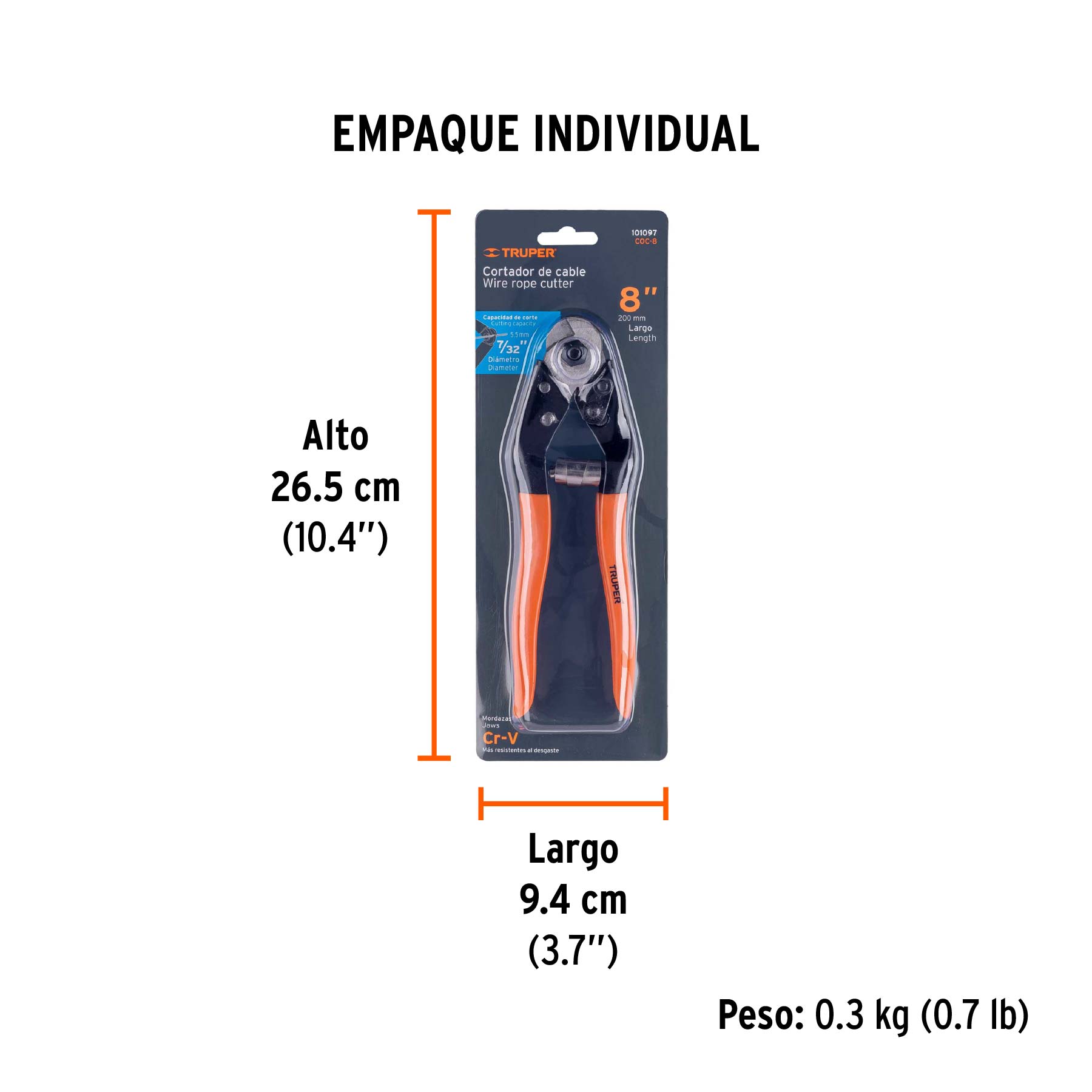 Cortador de 8" de cable y alambre, TRUPER TRUPER