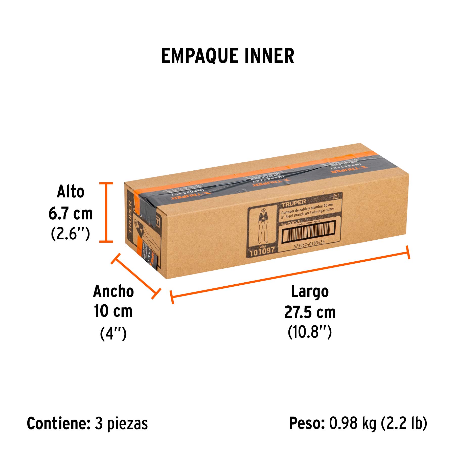 Cortador de 8" de cable y alambre, TRUPER TRUPER