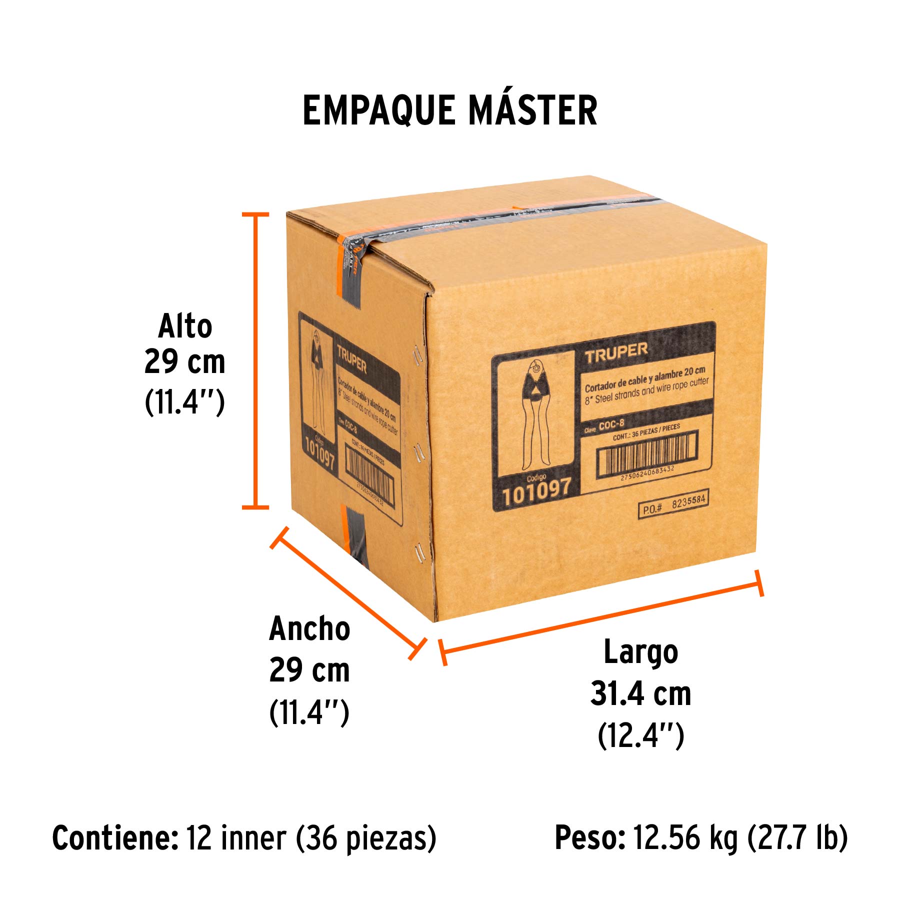 Cortador de 8" de cable y alambre, TRUPER TRUPER