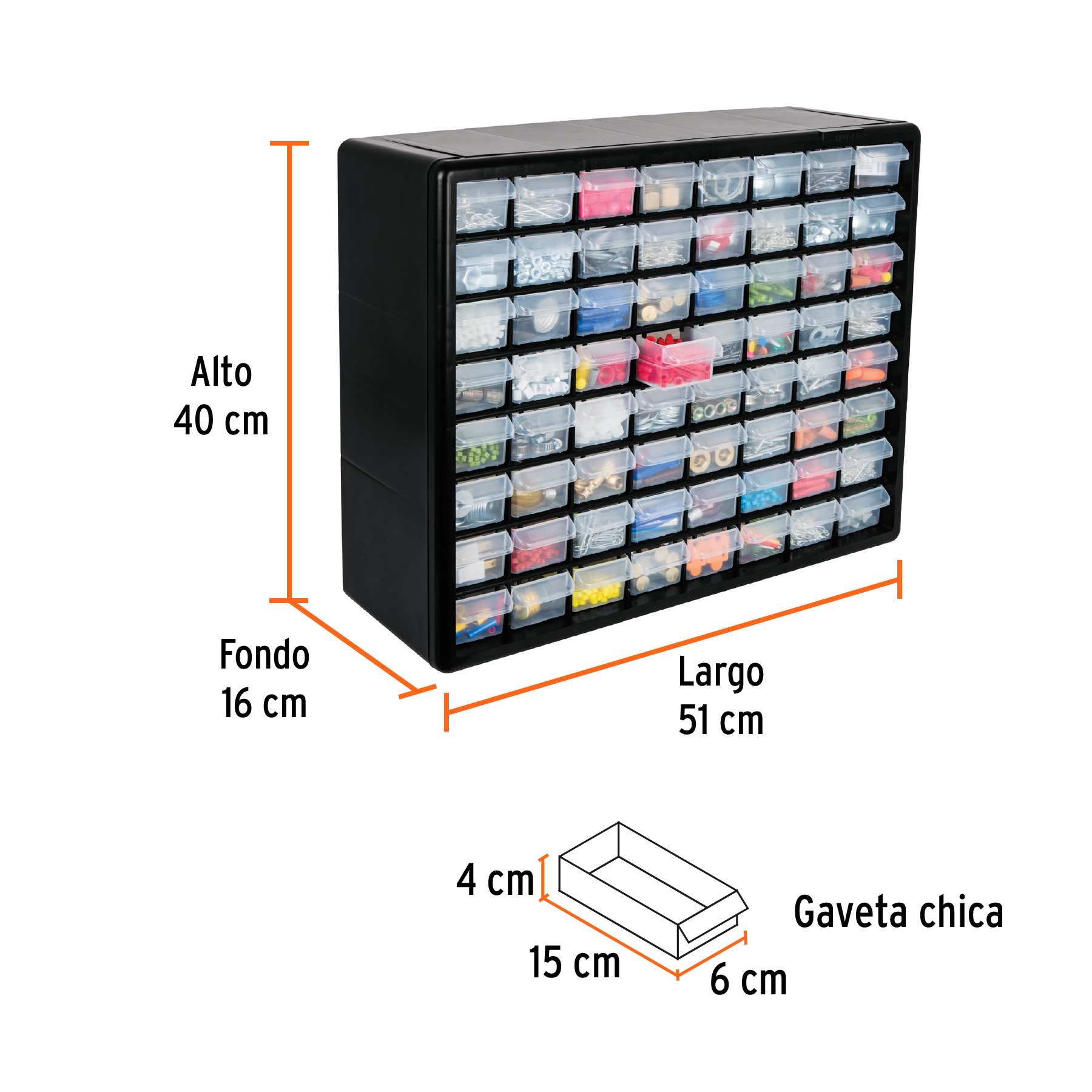 Organizador con 64 gavetas, TRUPER TRUPER