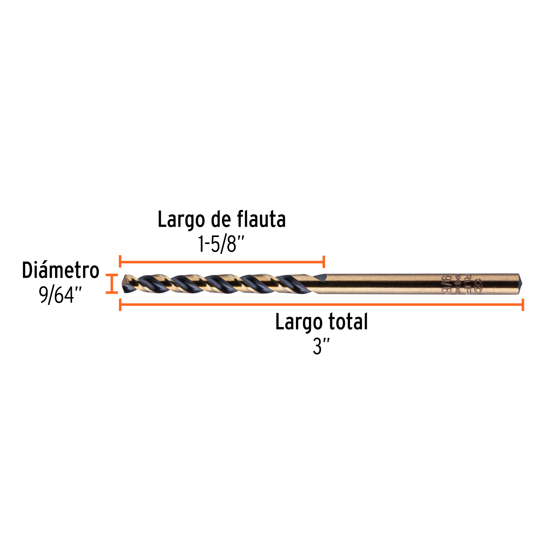 Broca HSS 9/64" Trugold para metal, TRUPER EXPERT TRUPER