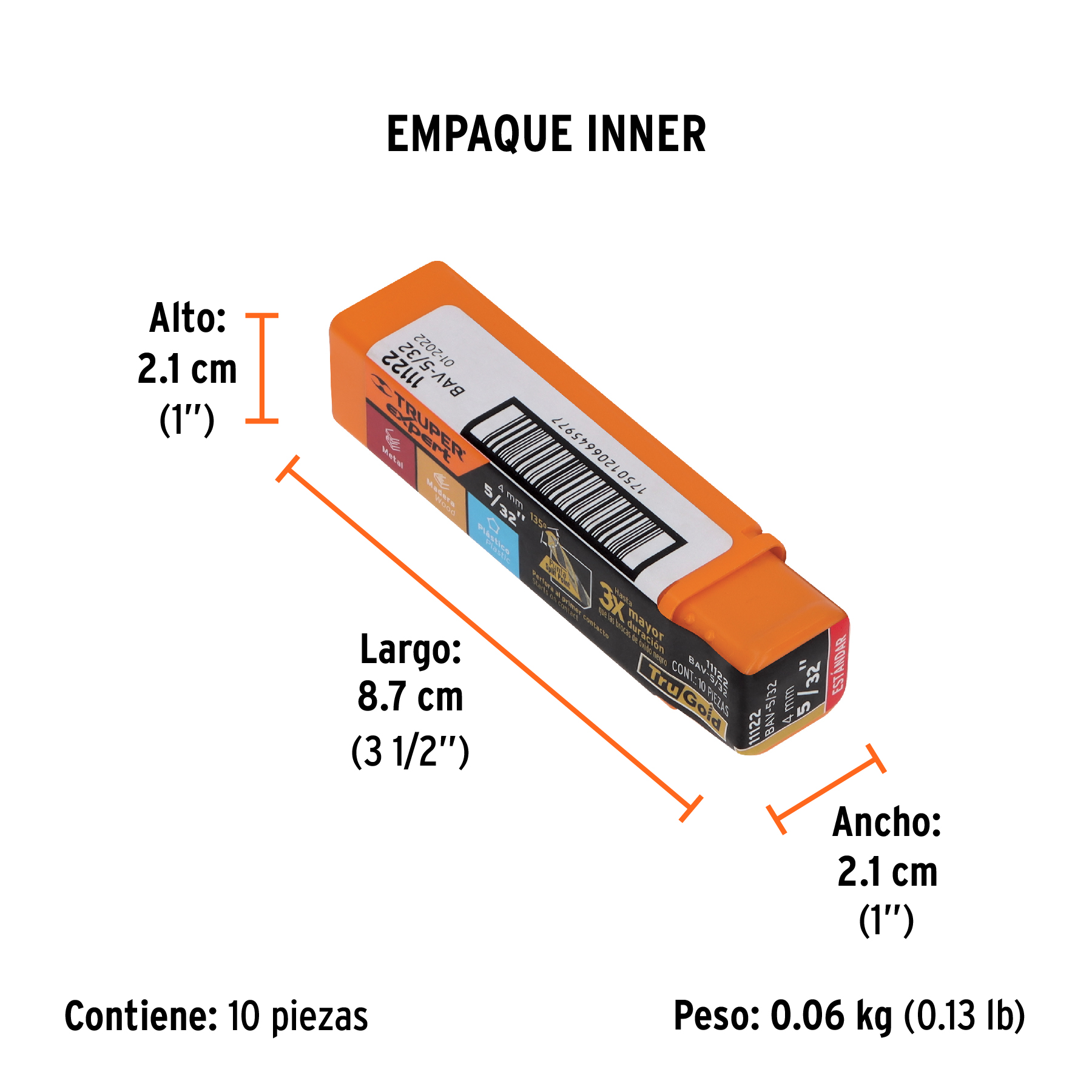 Broca HSS 5/32" Trugold para metal, TRUPER EXPERT TRUPER