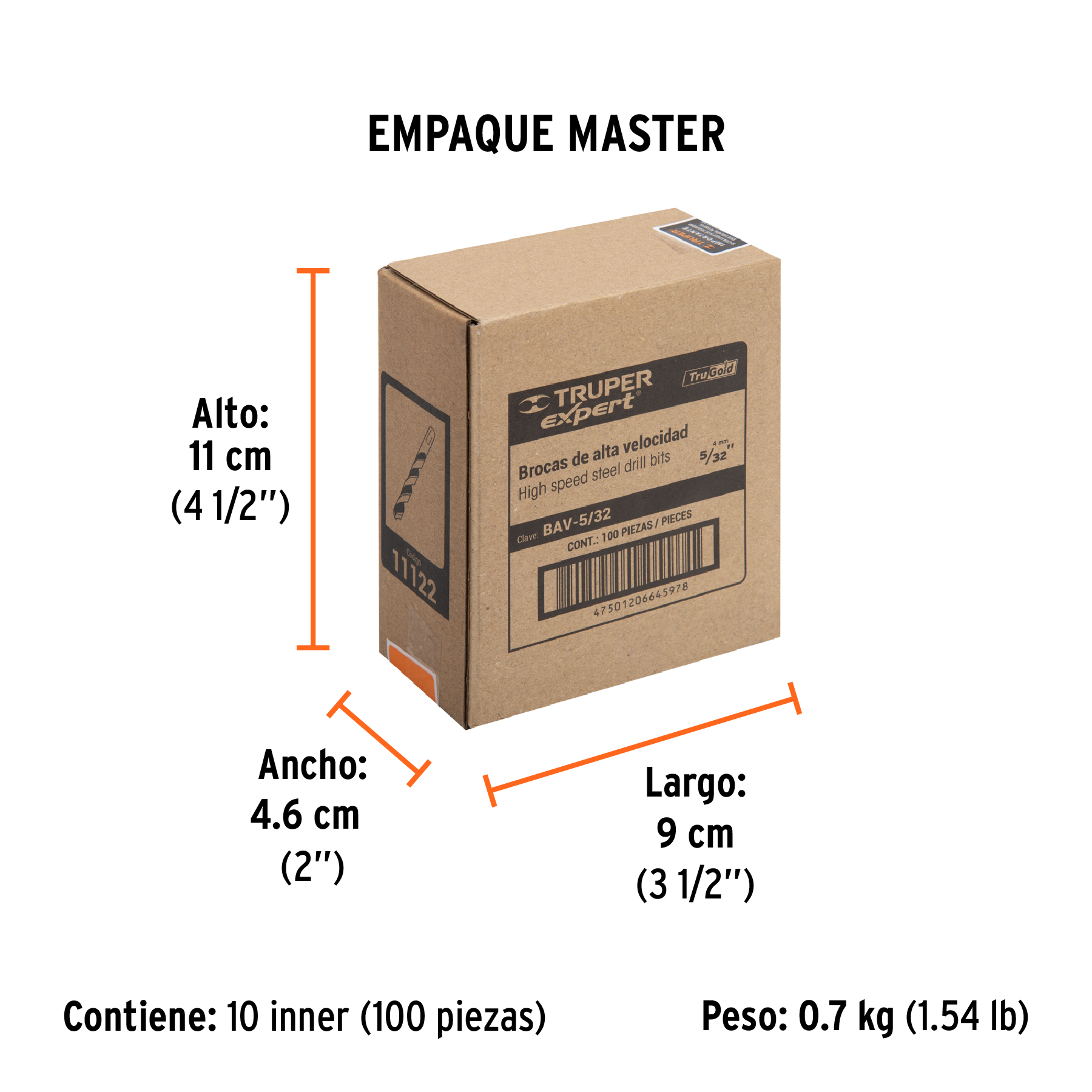 Broca HSS 5/32" Trugold para metal, TRUPER EXPERT TRUPER