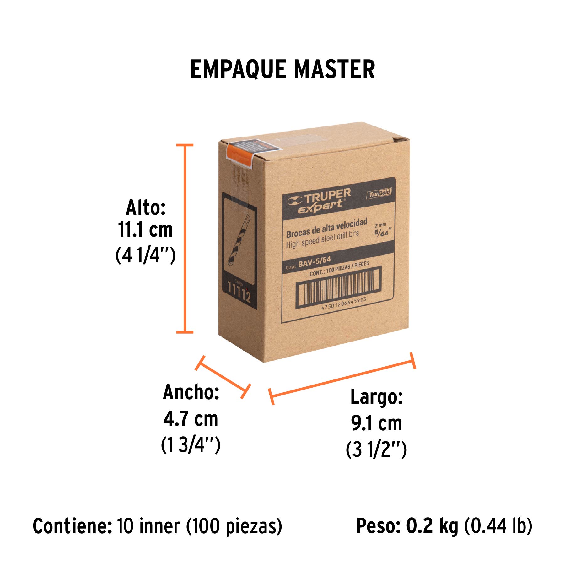 Broca HSS 5/64" Trugold para metal, TRUPER EXPERT TRUPER
