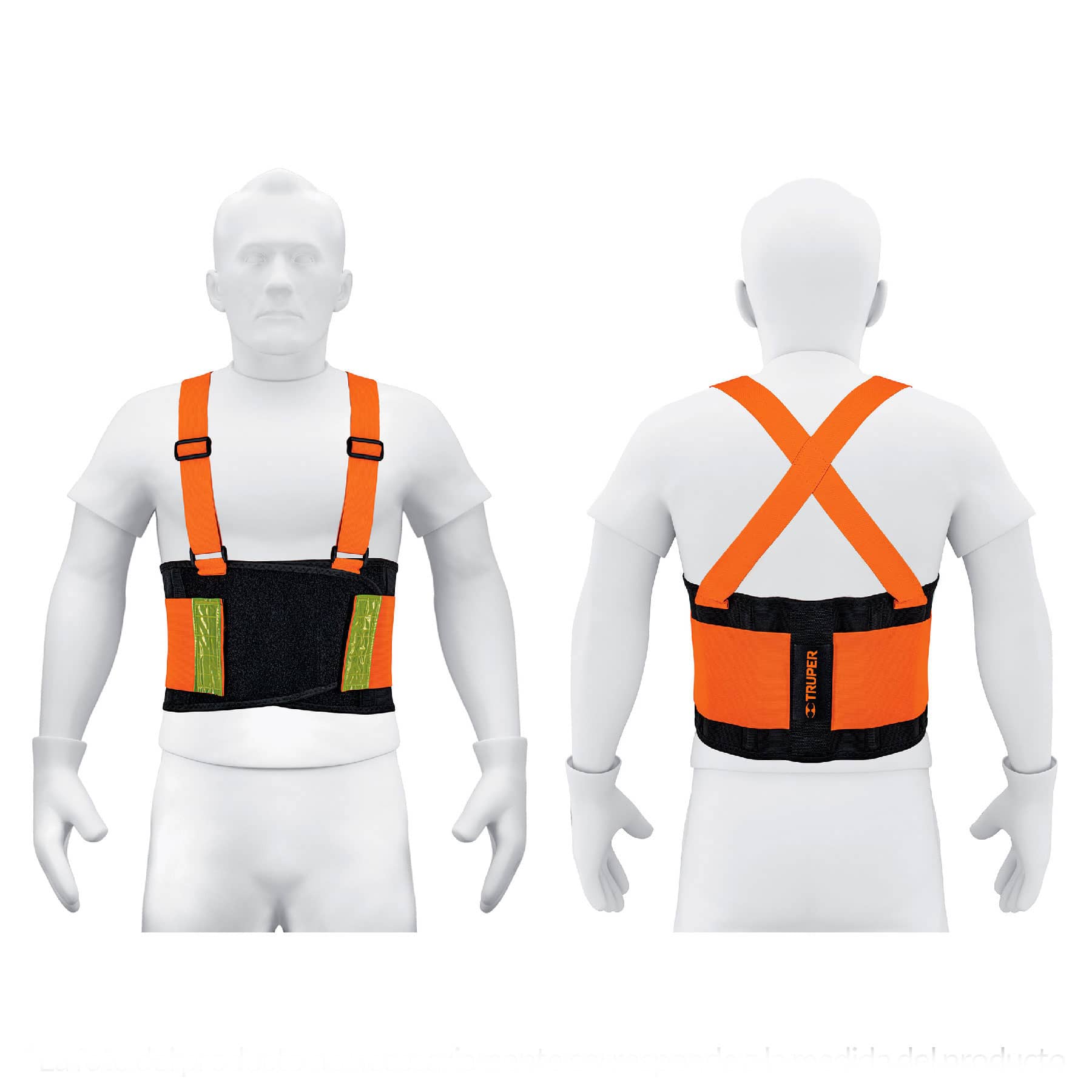 Faja lumbar naranja con cintas de alta visibilidad,M,TRUPER TRUPER