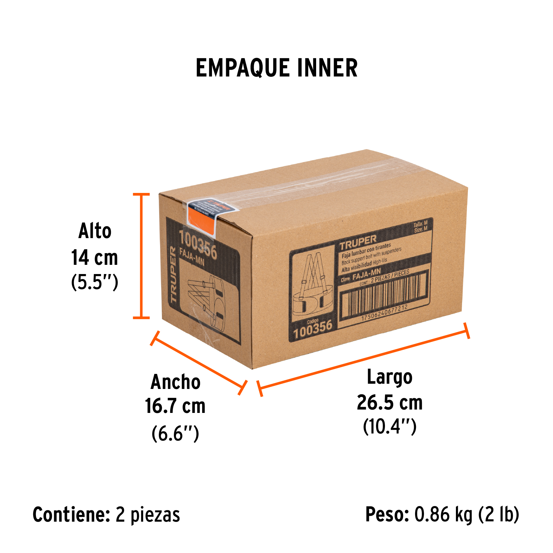 Faja lumbar naranja con cintas de alta visibilidad,M,TRUPER TRUPER