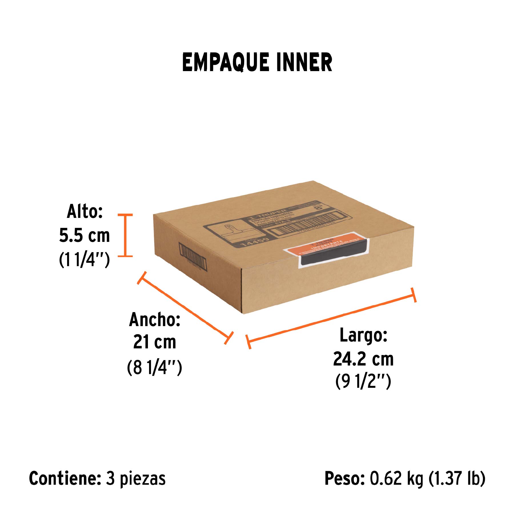 Espátula tapizadora de 8" acero al medio carbono, TRUPER TRUPER