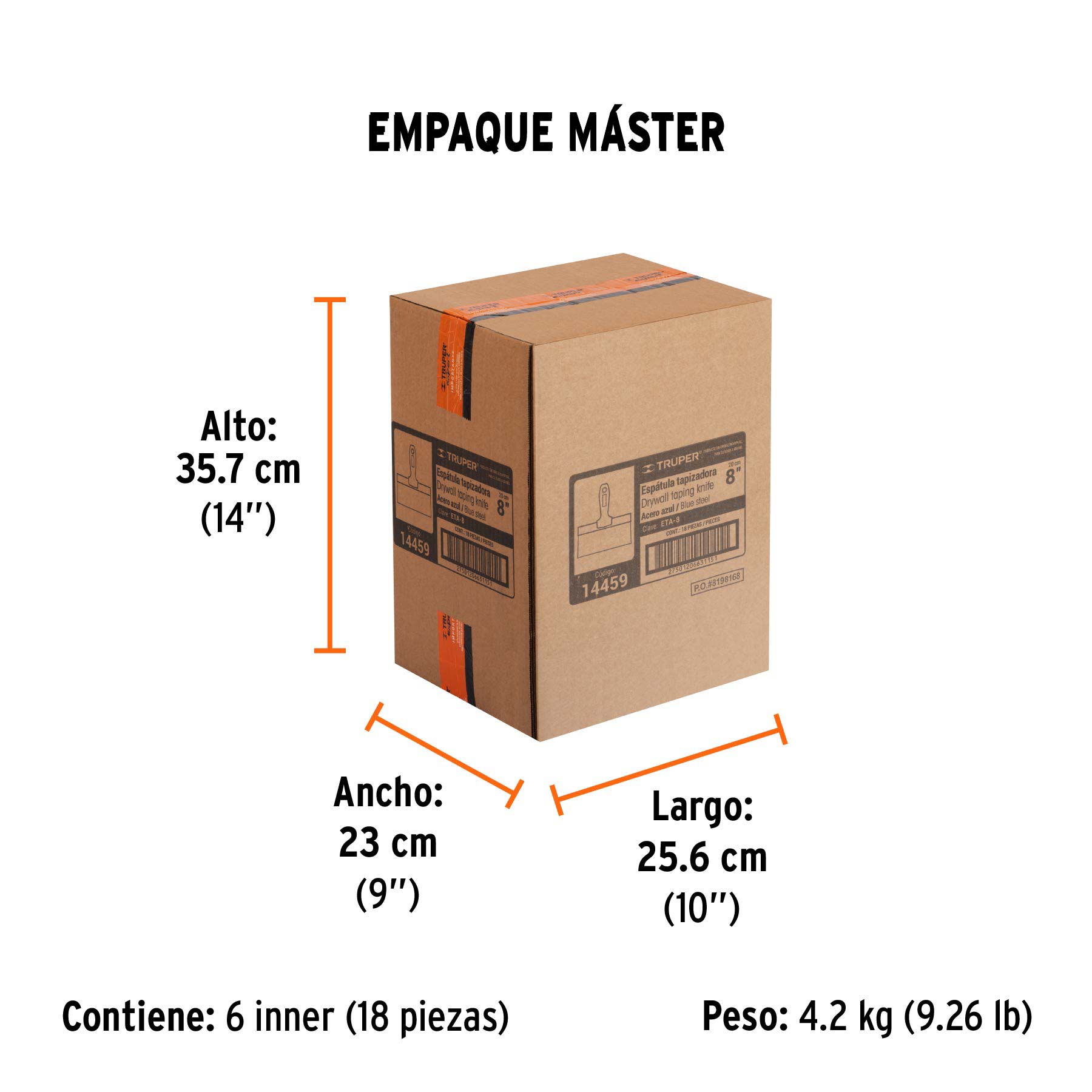 Espátula tapizadora de 8" acero al medio carbono, TRUPER TRUPER