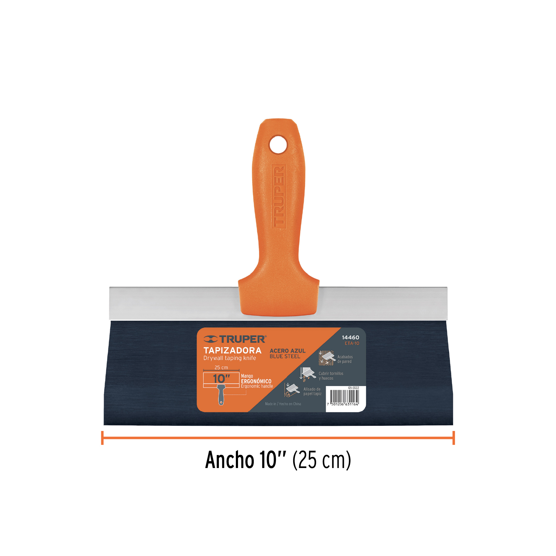 Espátula tapizadora de 10" acero al medio carbono, TRUPER TRUPER