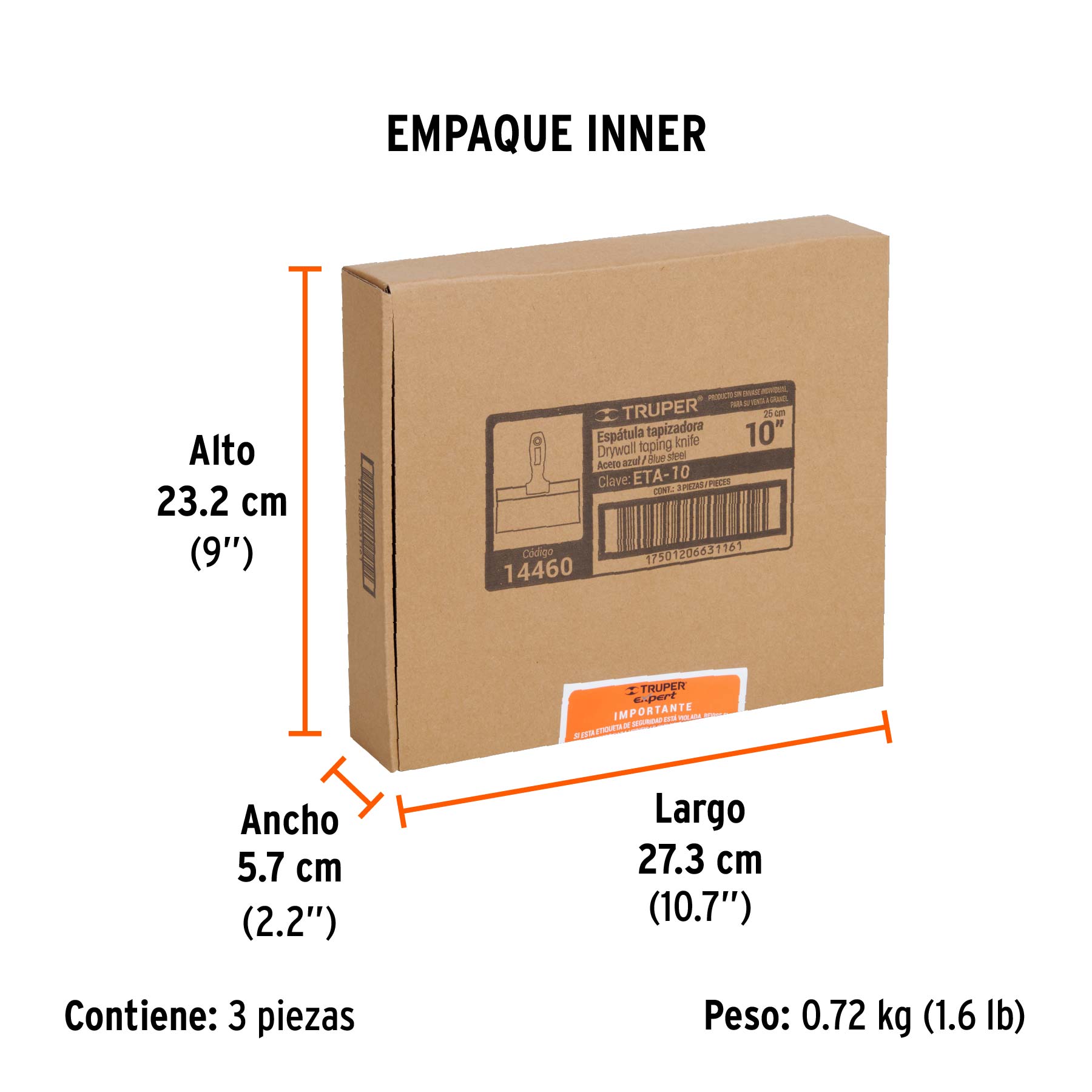 Espátula tapizadora de 10" acero al medio carbono, TRUPER TRUPER