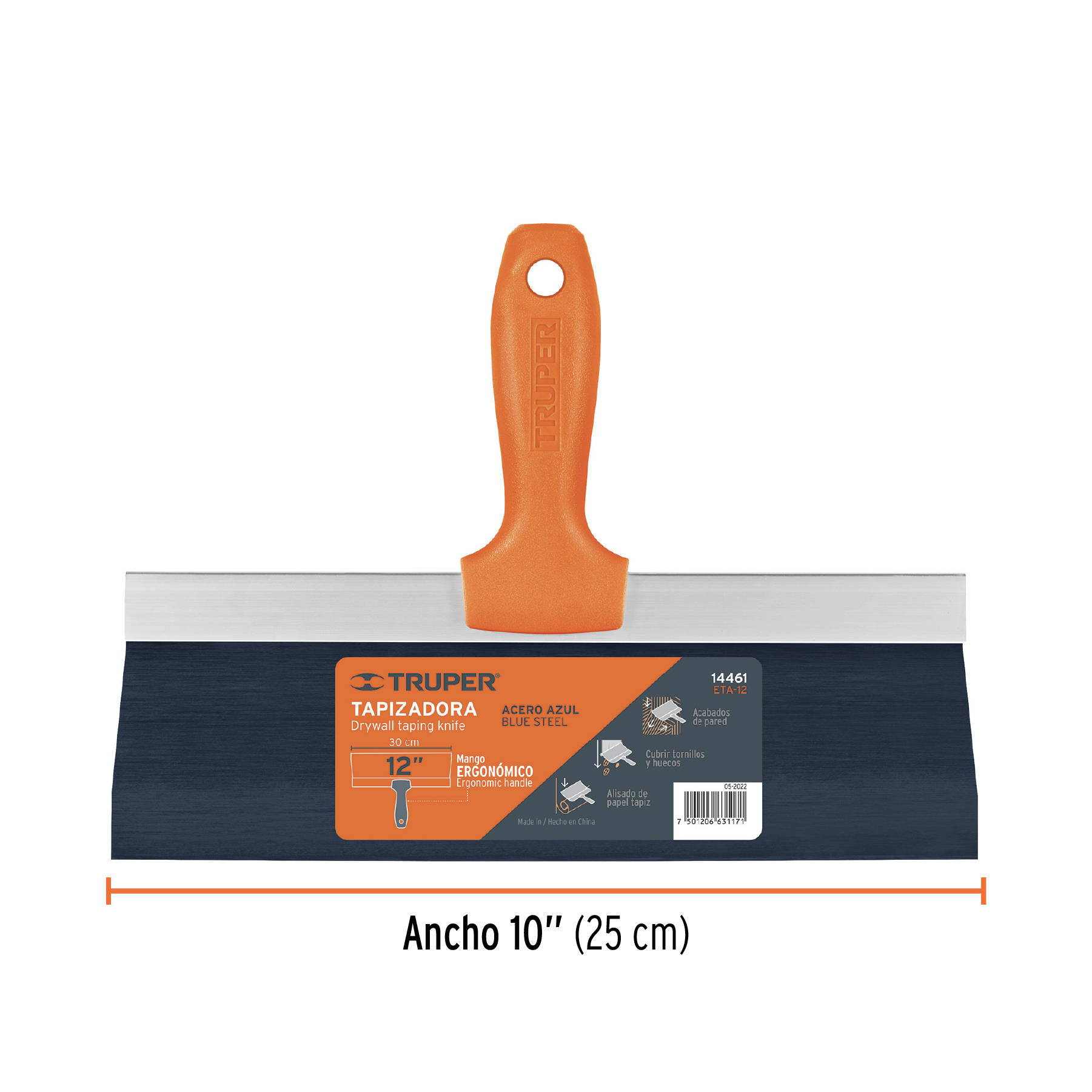 Espátula tapizadora de 12" acero al medio carbono, TRUPER TRUPER