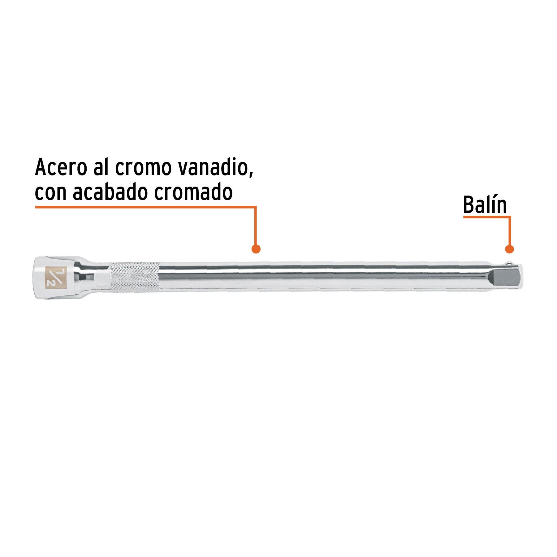 Extensión para matraca, cuadro 1/2", largo 10", TRUPER TRUPER