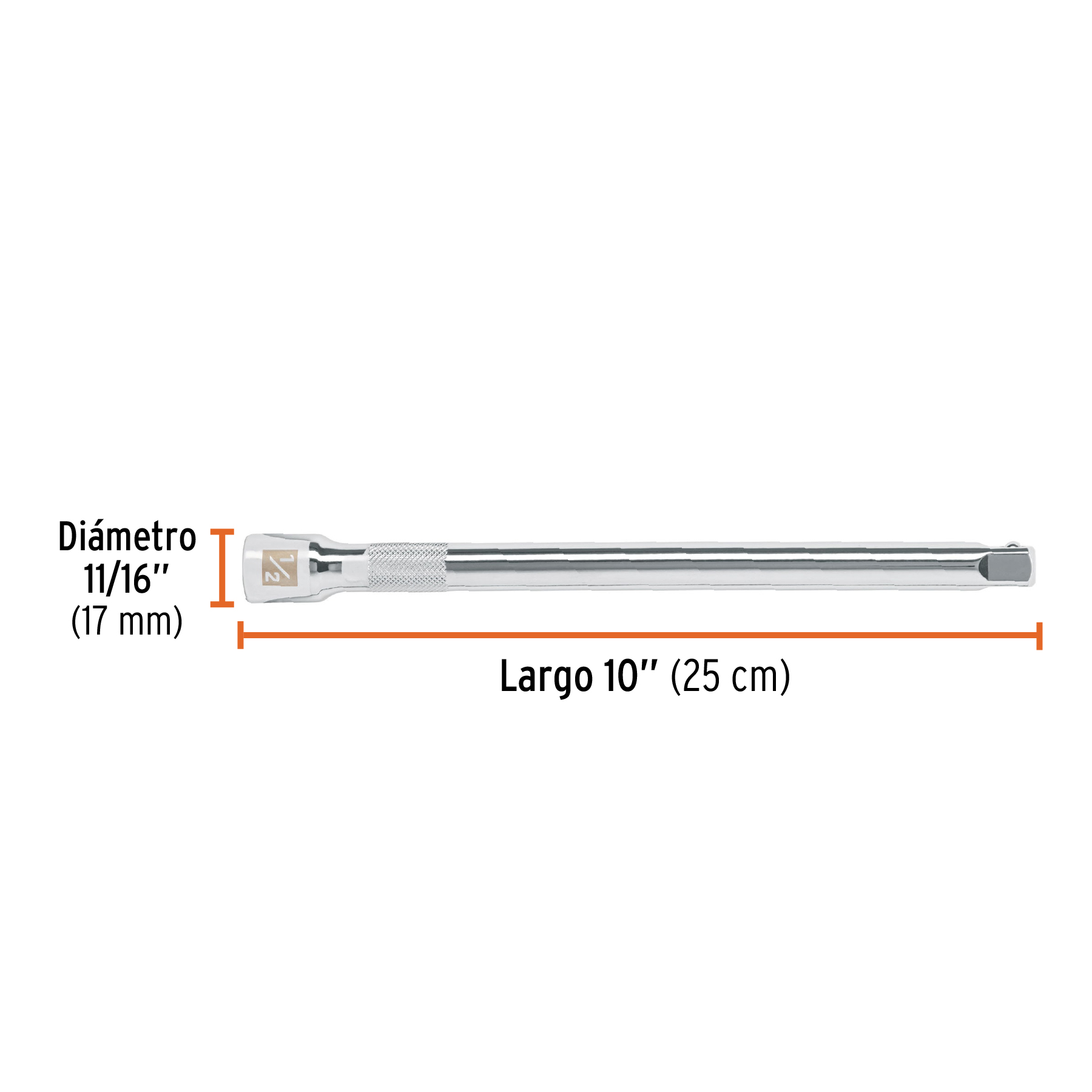 Extensión para matraca, cuadro 1/2", largo 10", TRUPER TRUPER