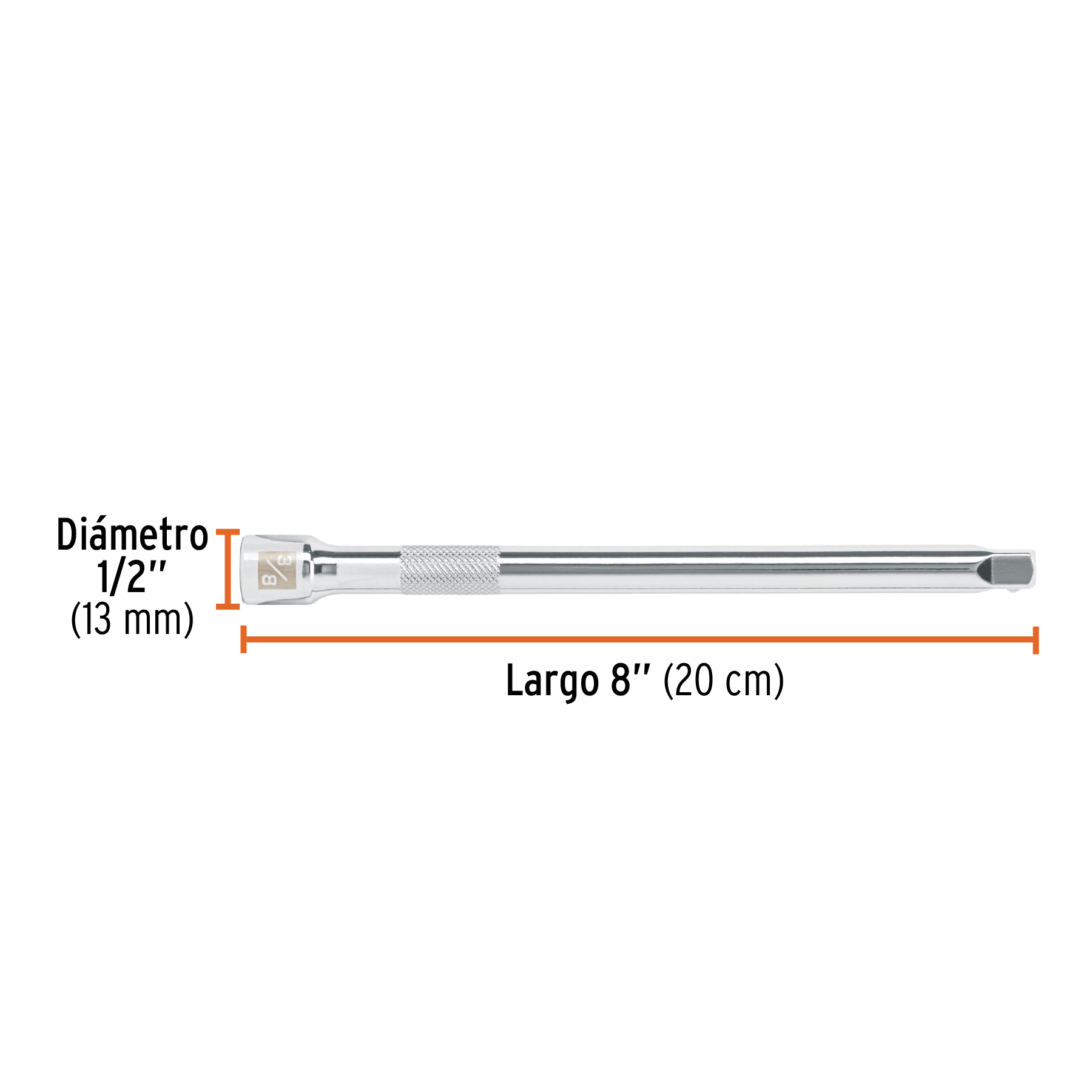 Extensión para matraca, cuadro 3/8", largo 8", TRUPER TRUPER