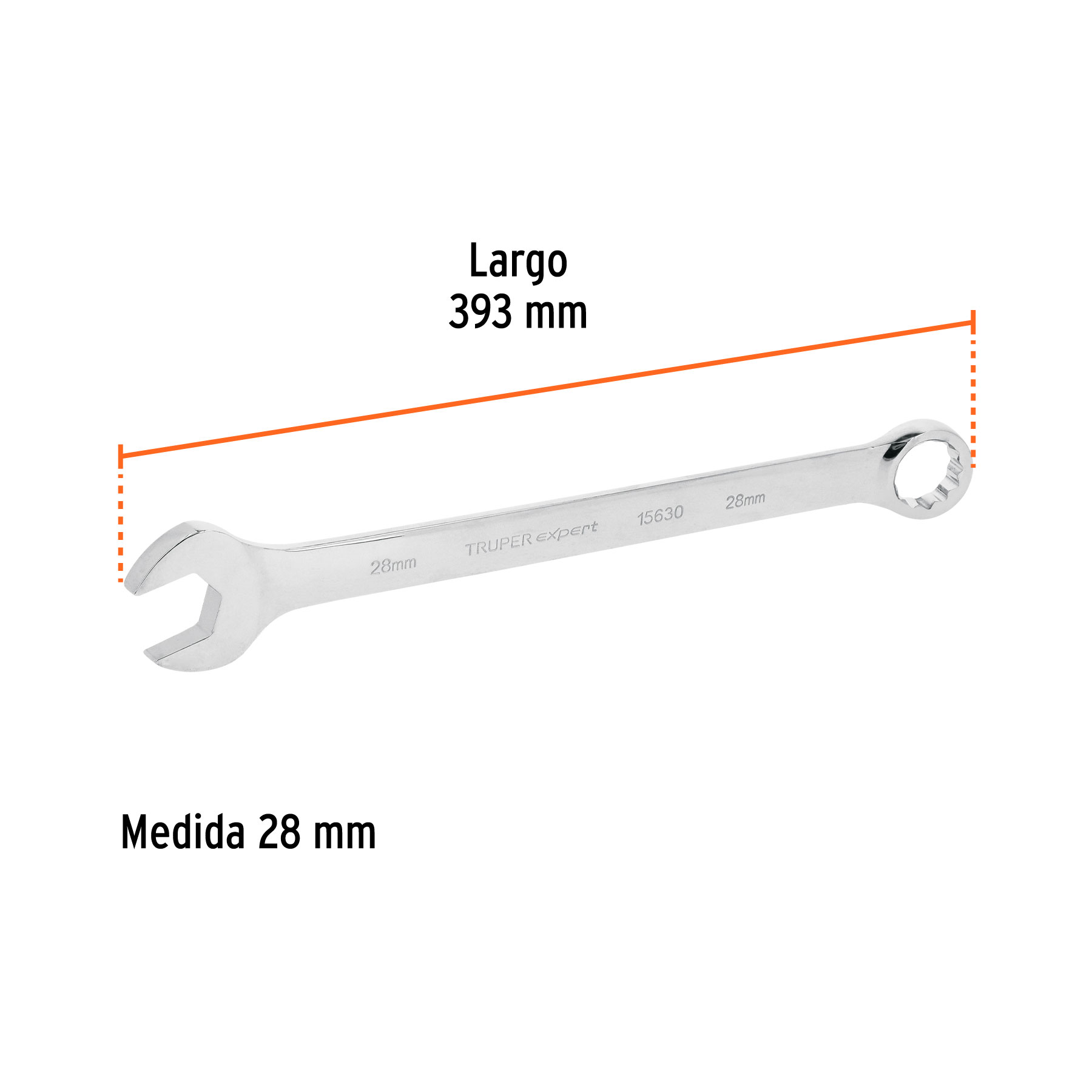 Llave combinada extralarga 28 mm x 393 mm de largo, EXPERT TRUPER