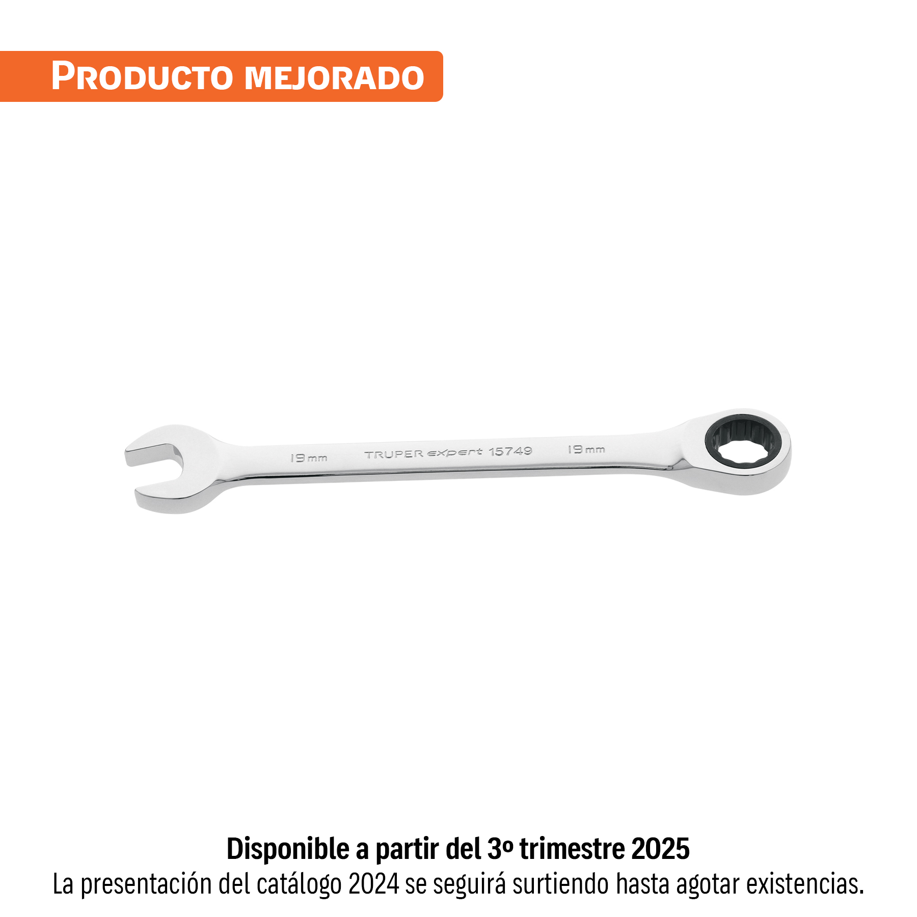 Llave combinada con matraca 19 mm x 237 mm largo, EXPERT TRUPER