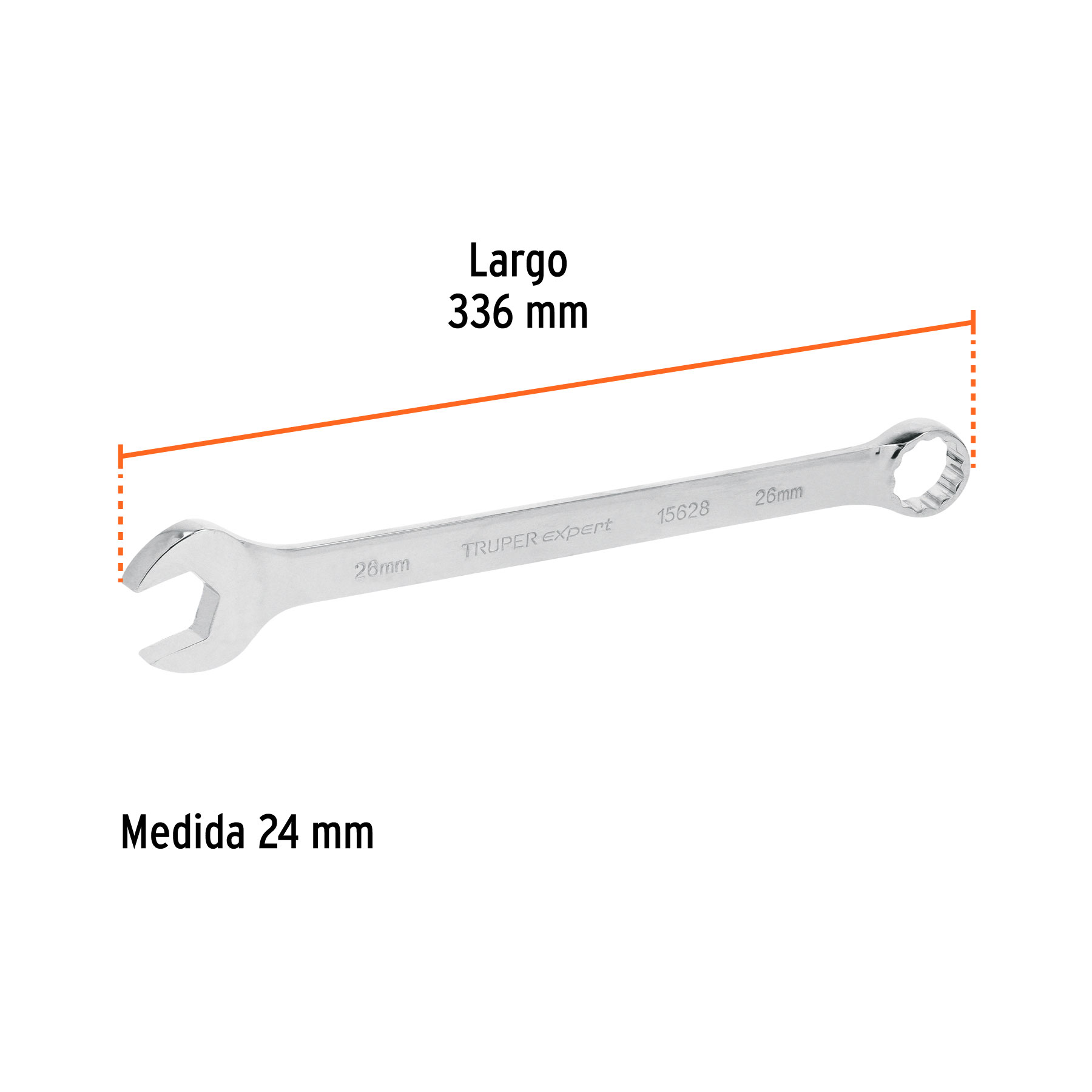 Llave combinada extralarga 24 mm x 336 mm de largo, EXPERT TRUPER