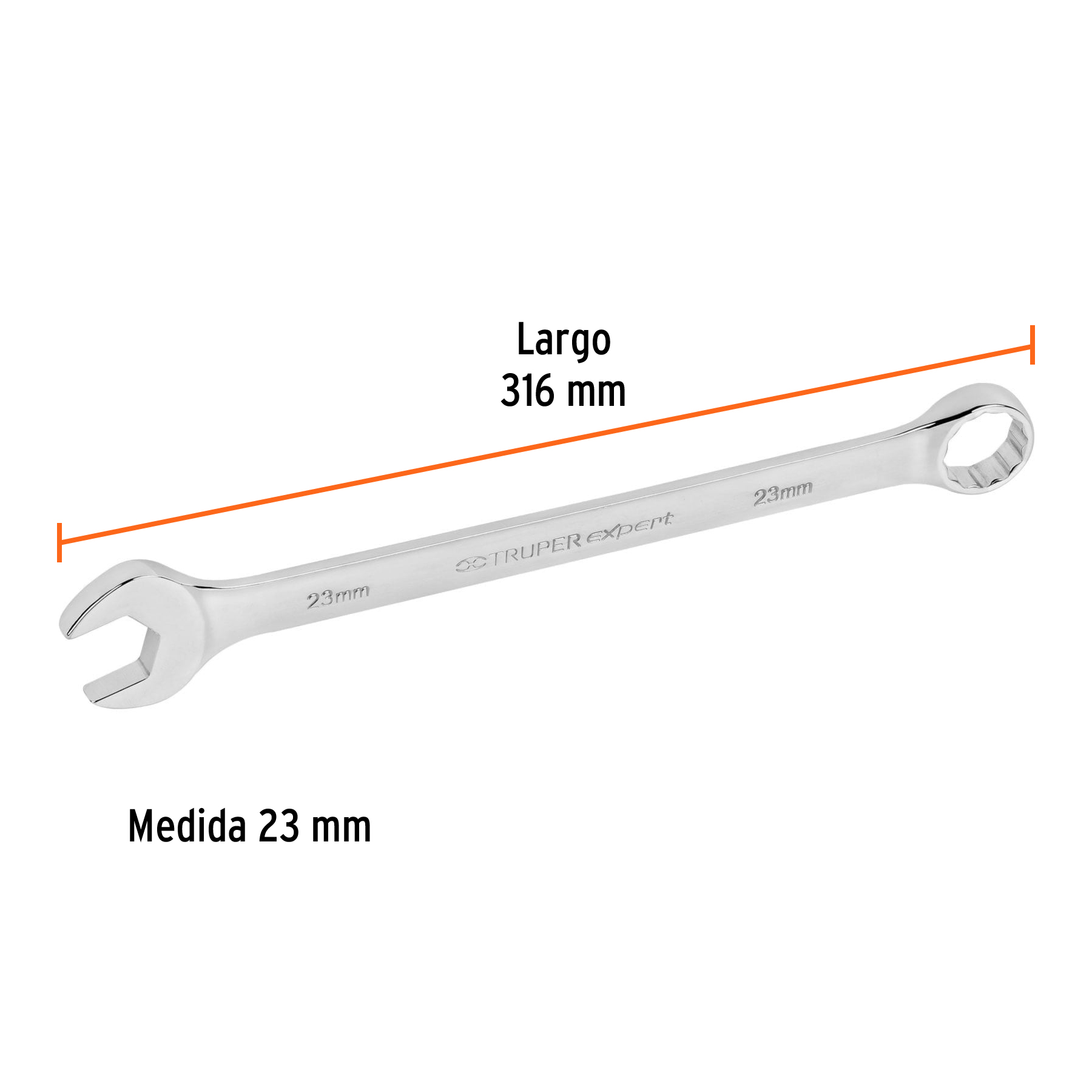 Llave combinada extralarga 23 mm x 316 mm de largo, EXPERT TRUPER