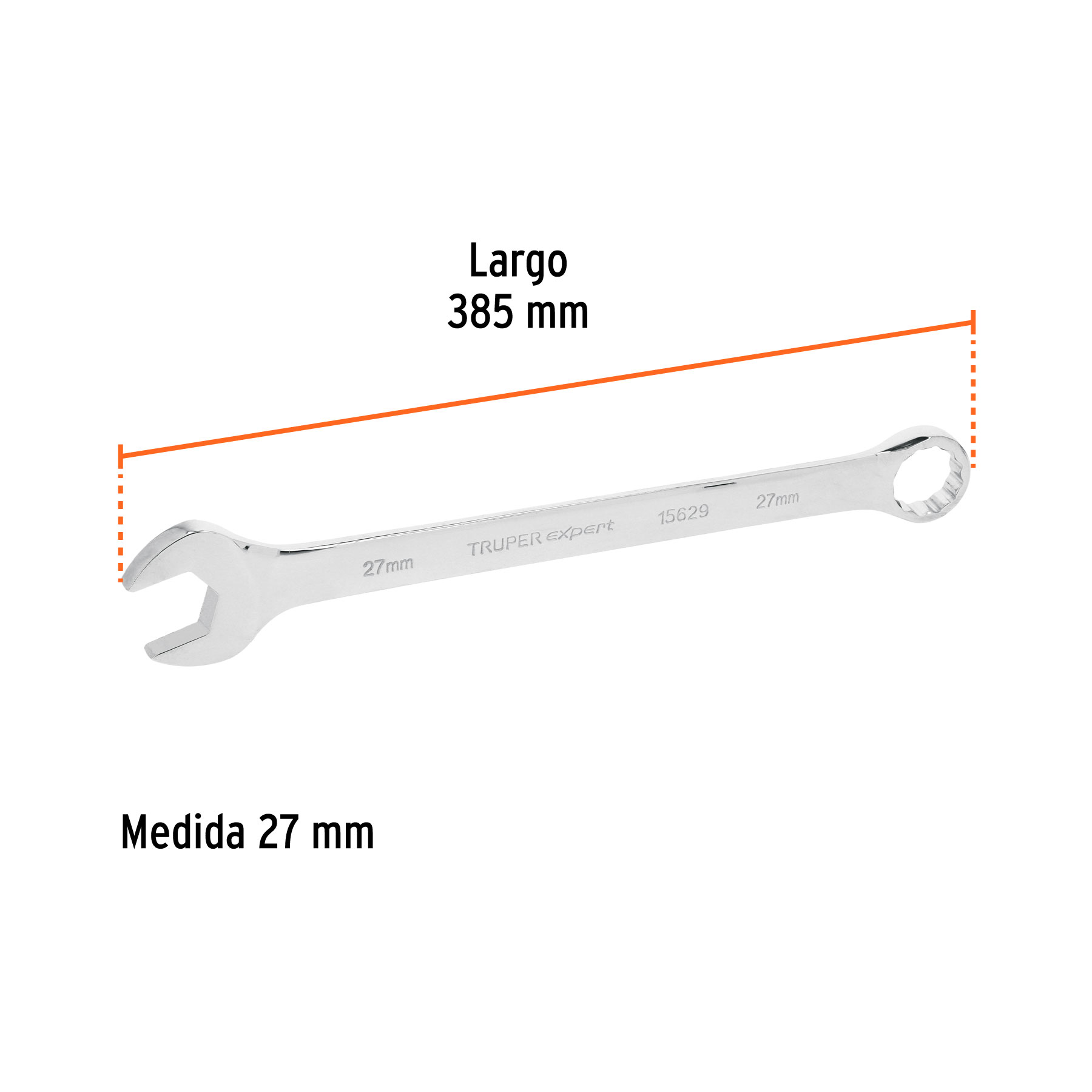 Llave combinada extralarga 27 mm x 385 mm de largo, EXPERT TRUPER