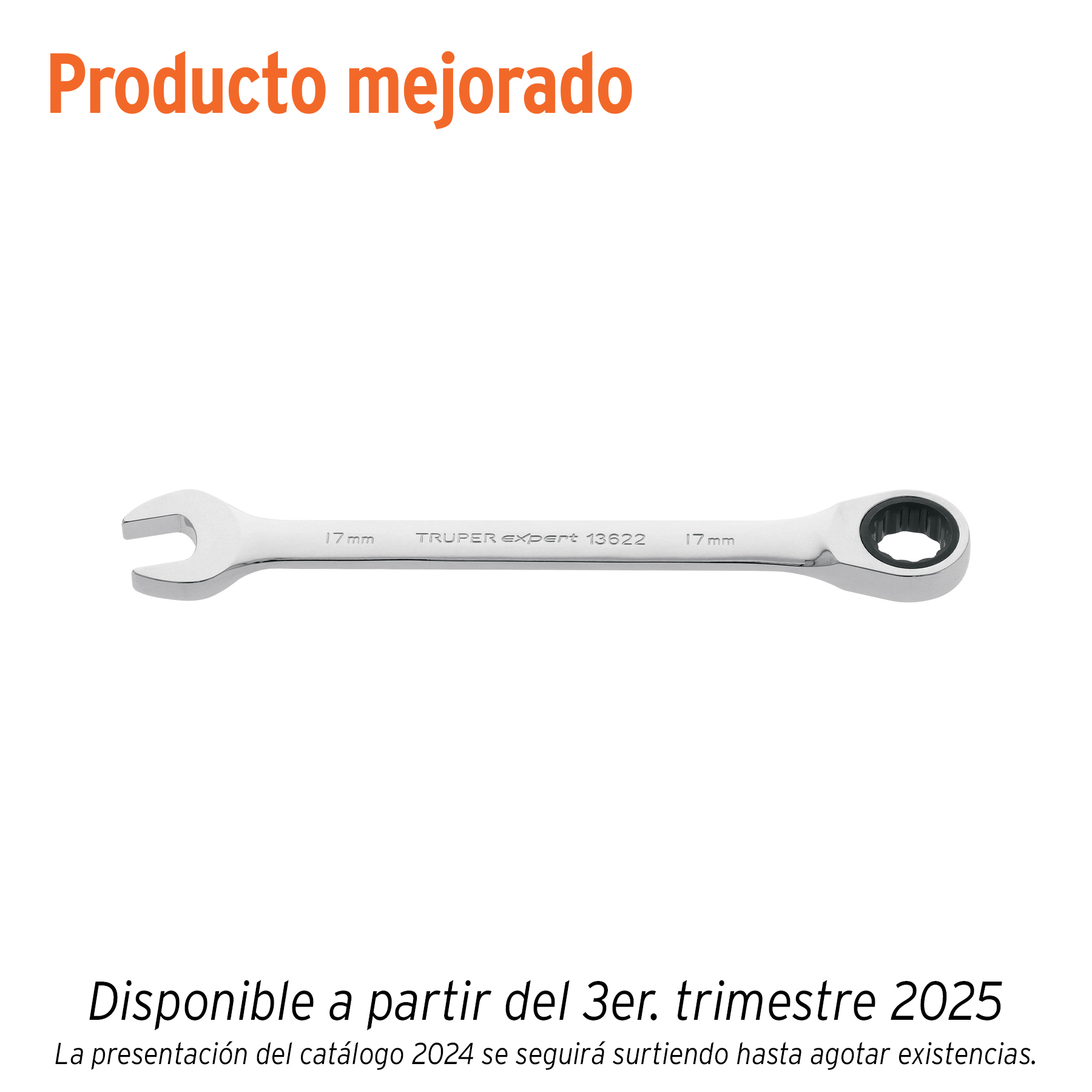 Llave combinada con matraca 17 mm x 218 mm largo, EXPERT TRUPER