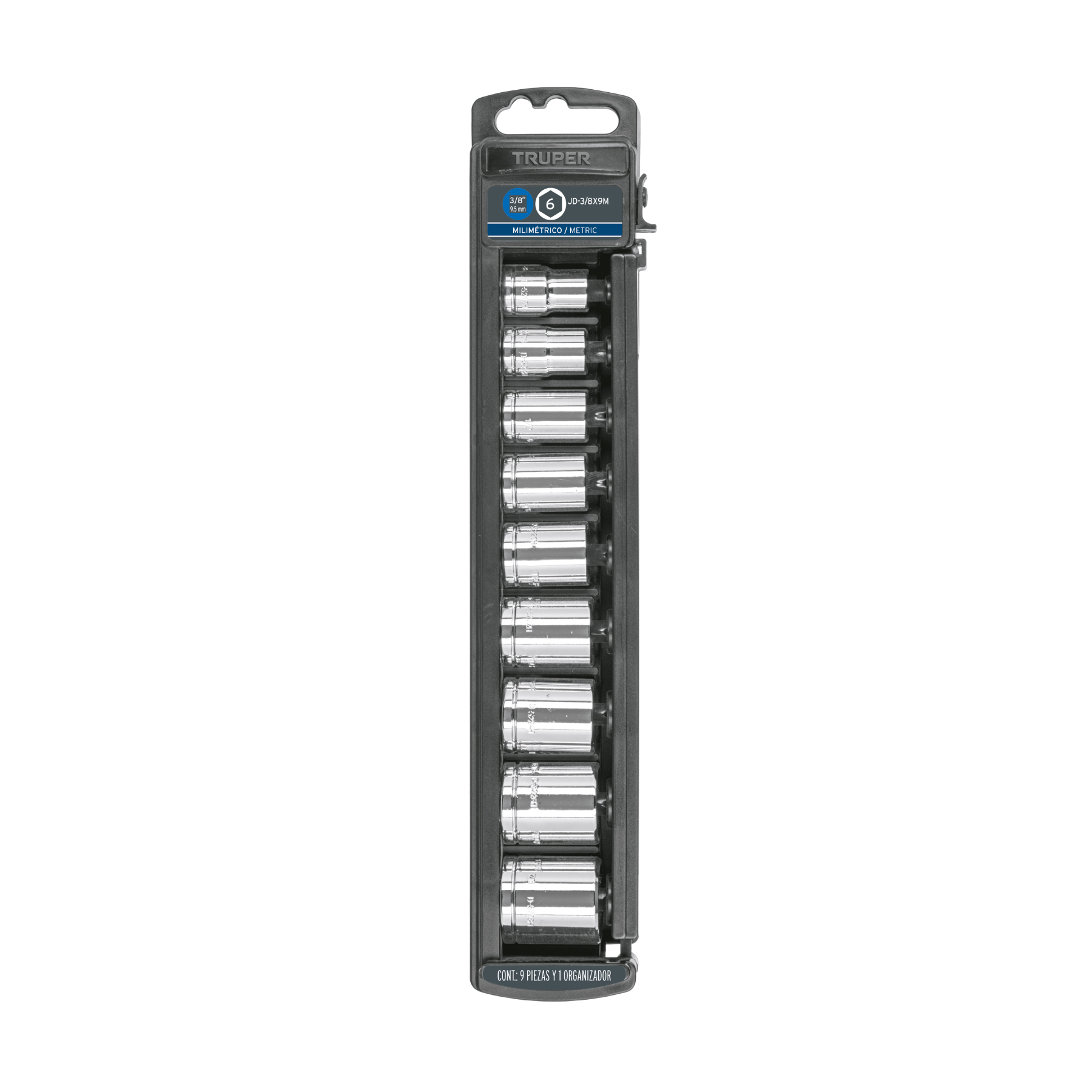 Juego de 9 dados cuadro 3/8" mm, TRUPER TRUPER