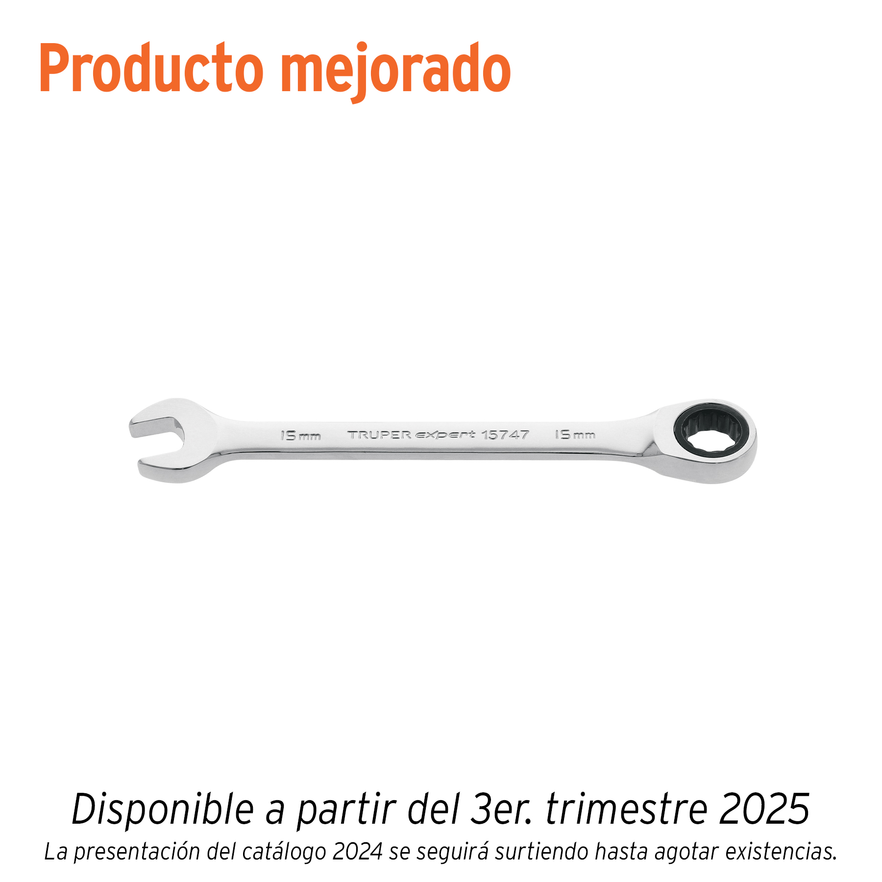 Llave combinada con matraca 15 mm x 194 mm largo, EXPERT TRUPER