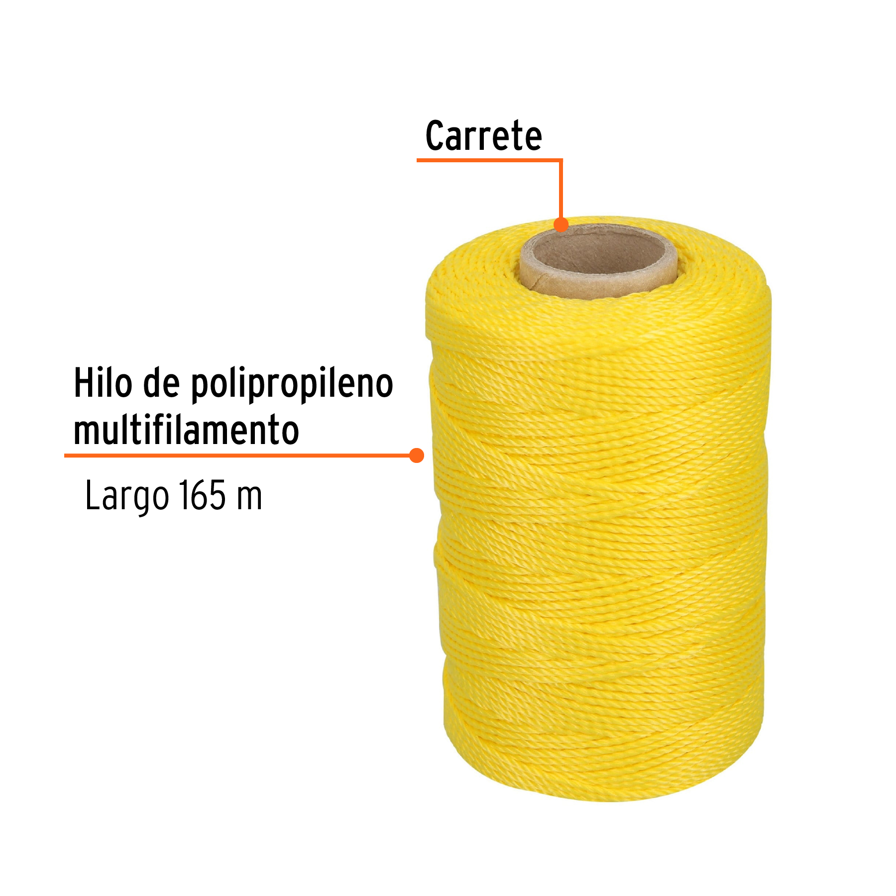 Carrete con 165 m de hilo para albañil amarillo, TRUPER TRUPER