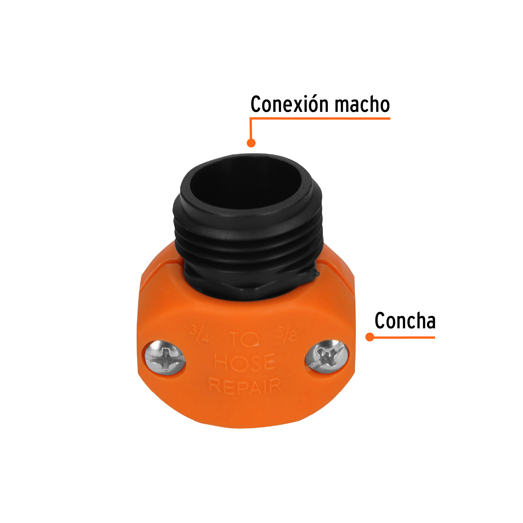 Conector 5/8"-3/4" macho de ABS para manguera, TRUPER TRUPER