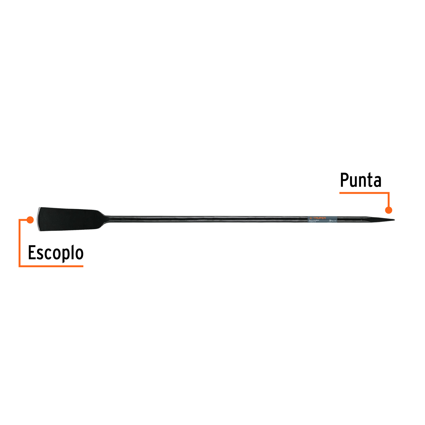 Barra cavadora 1" x 150 cm, escoplo 102 mm, TRUPER TRUPER