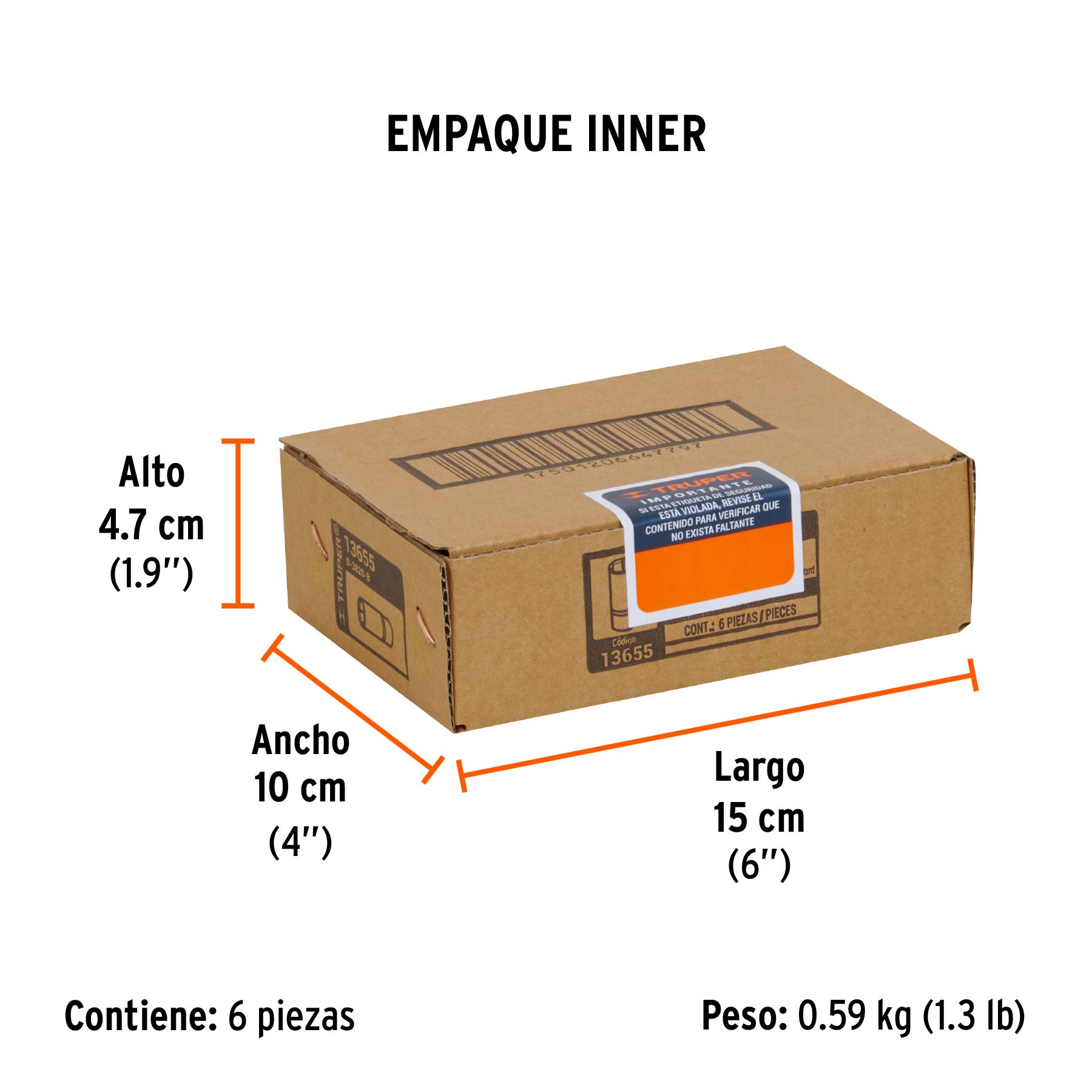 Dado para bujías de 5/8", 6 puntas, cuadro 3/8", TRUPER TRUPER