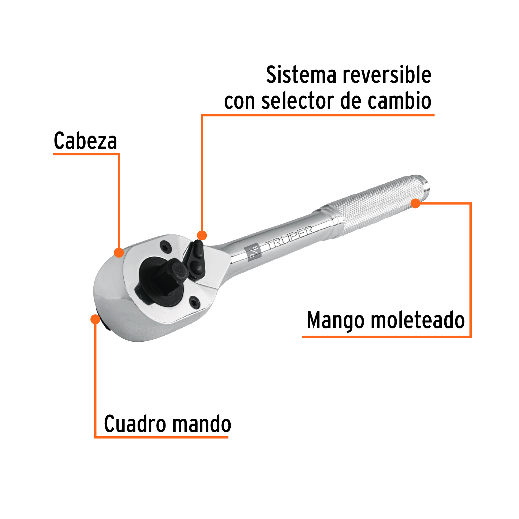 Matraca doble cuadros 3/8"y 1/2", TRUPER TRUPER