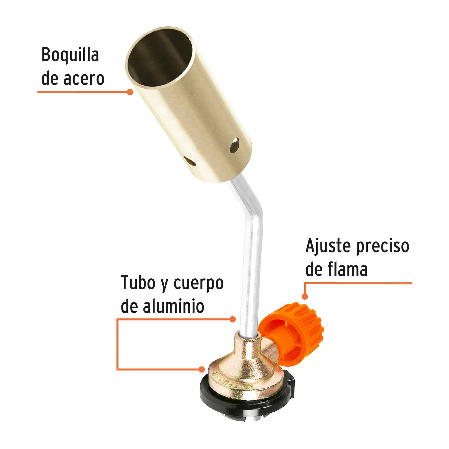 Soplete de aluminio, encendido manual, 1/4 de vuelta, TRUPER TRUPER