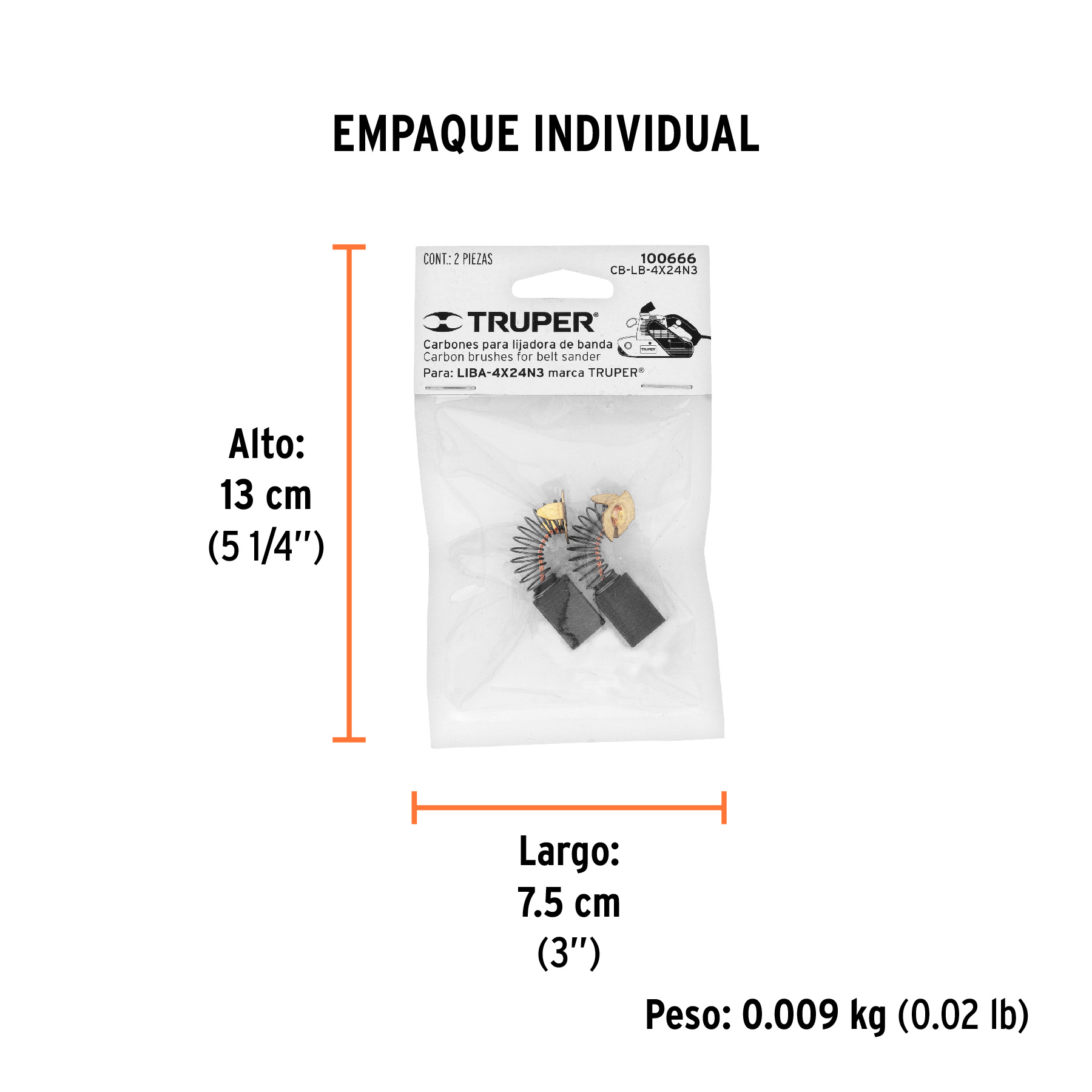 Bolsa con 2 carbones de repuesto para LIBA-4X24N3, TRUPER TRUPER