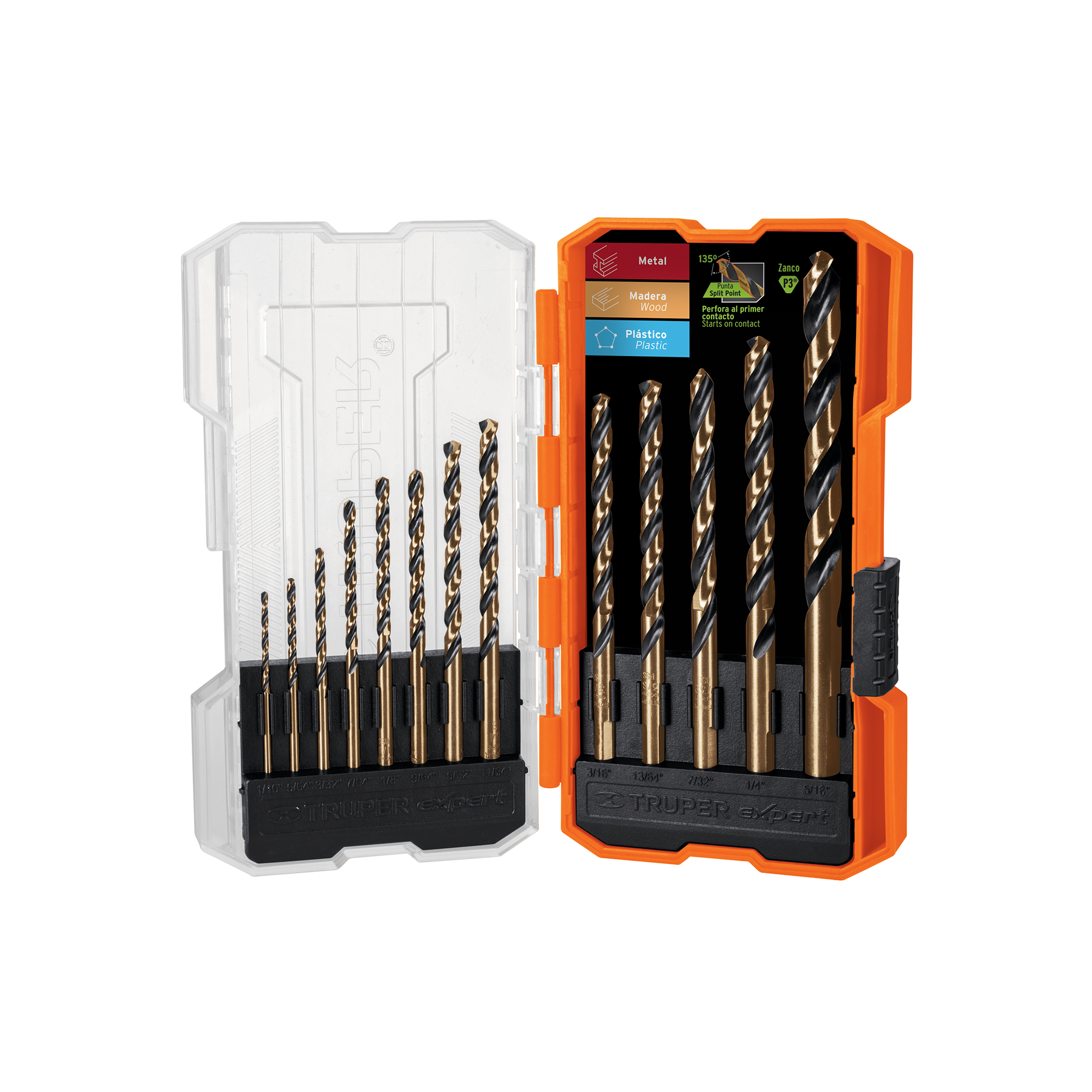 Juego de 13 brocas HSS para metal en estuche, TRUPER EXPERT TRUPER