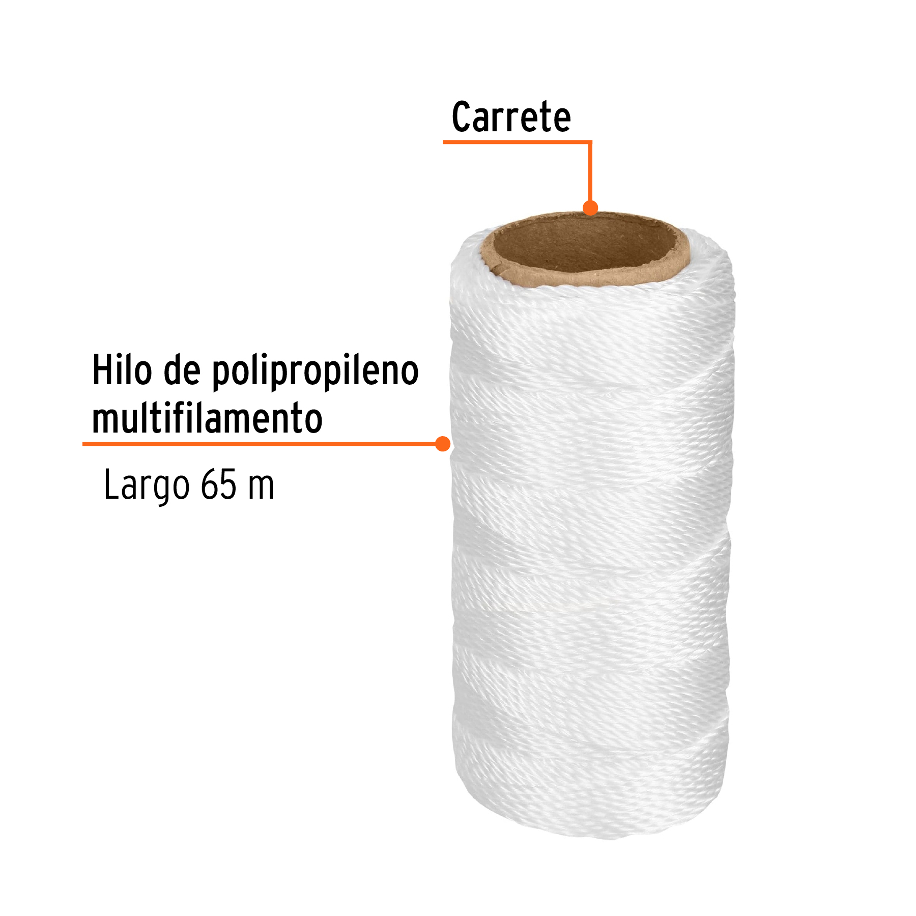 Carrete con 65 m de hilo para albañil blanco, TRUPER TRUPER