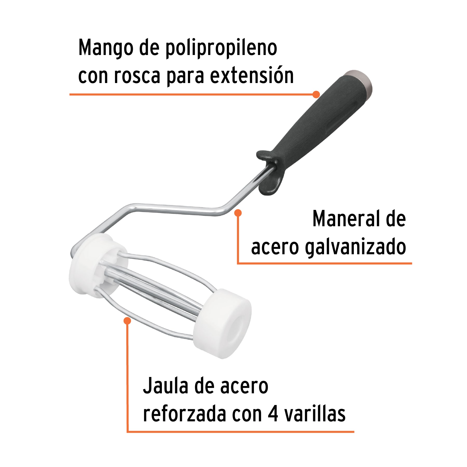 Maneral de 4" con jaula para rodillo, TRUPER TRUPER